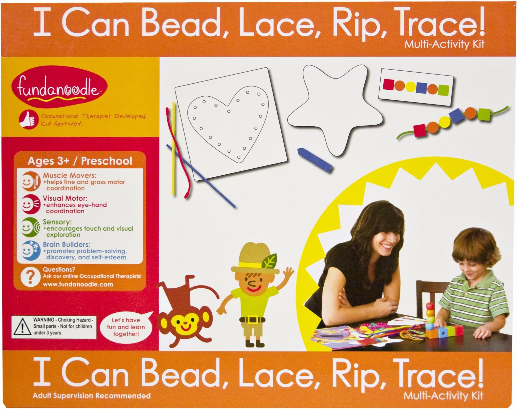 Fundanoodle I Can Bead, Lace, Rip, Trace Multi-Activity Kit, Ages 3 and Up (15253)
