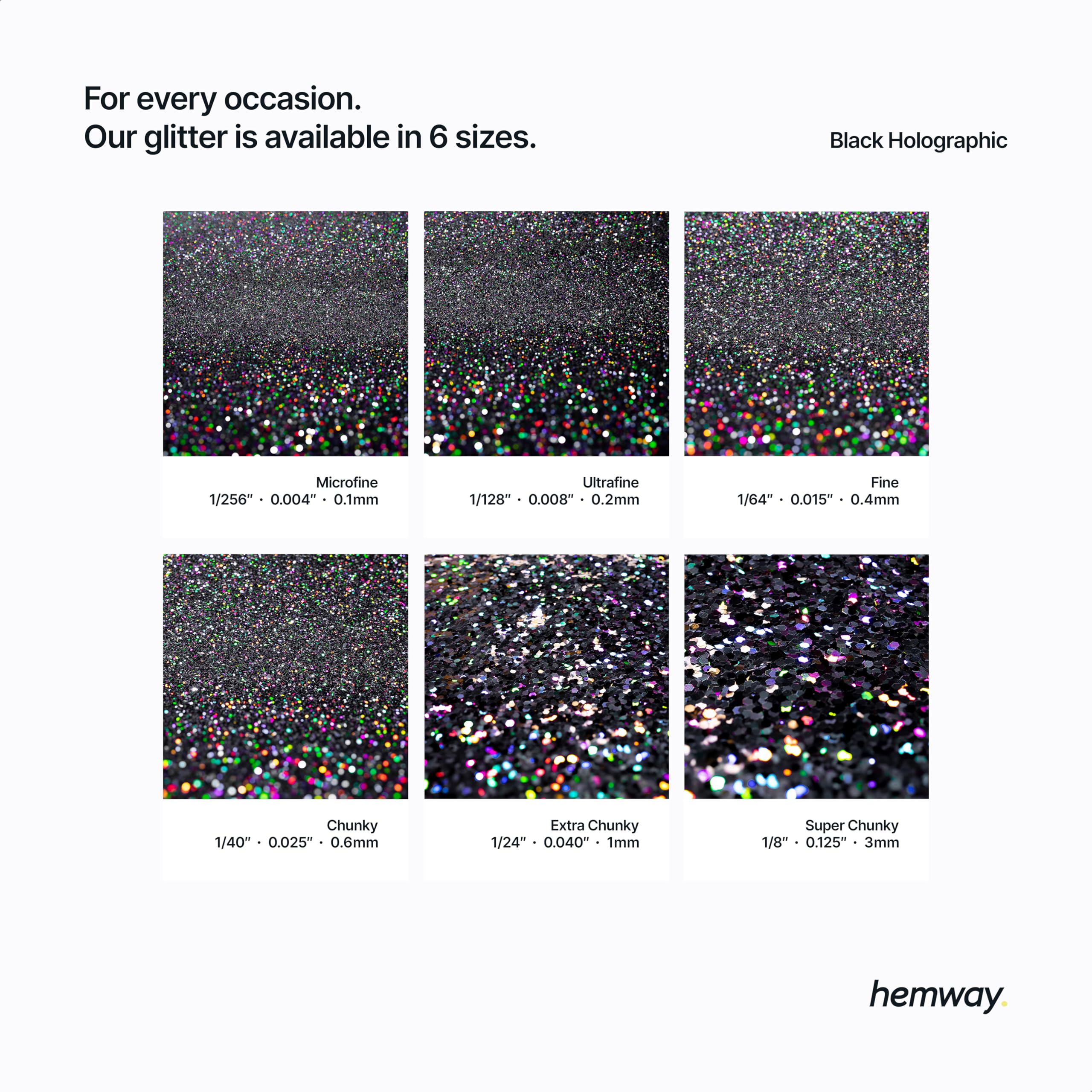 Hemway Glitter Shaker Black Holographic 130g x2 Pack Chunky, Craft Glitter Shakers for Resin & Epoxy Crafts - Image 3