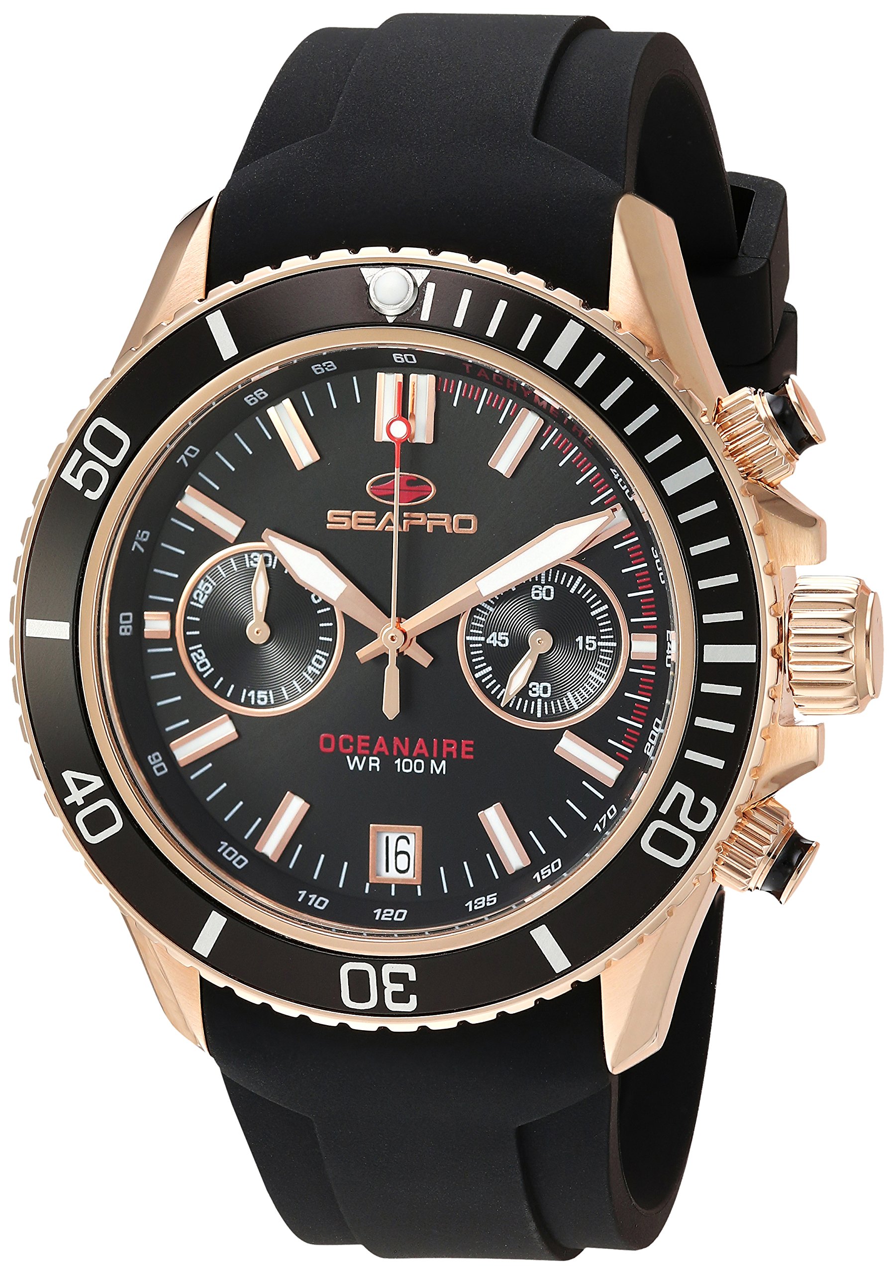 SeaproMen's Analog Quartz Watch with Silicone Strap SP0333, Black, Thrash