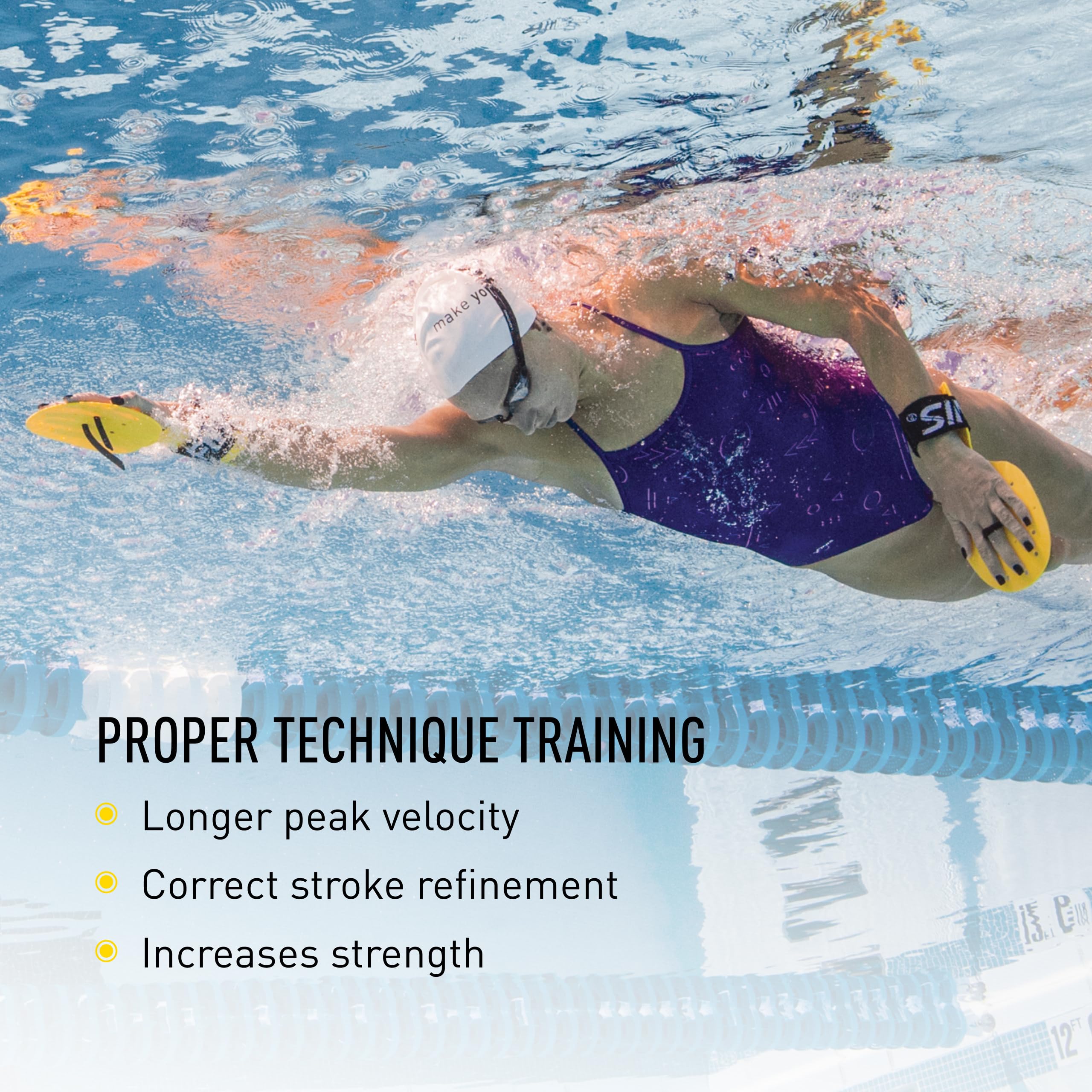 Finis Bolster Paddles - Schwimmflügel zum Runden-Training - Schwimmbad- und Schwimmzubehör - Schwimmausrüstung für Triathlon Training und mehr - Gelb