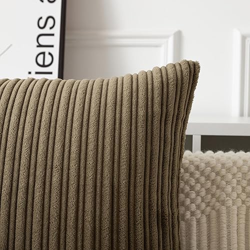 Miniatura 154 de UGASA - Juego de 2 fundas de almohada de terciopelo a rayas, funda decorativa para cojín con cremallera oculta para el hogar, sofá, dormitorio,