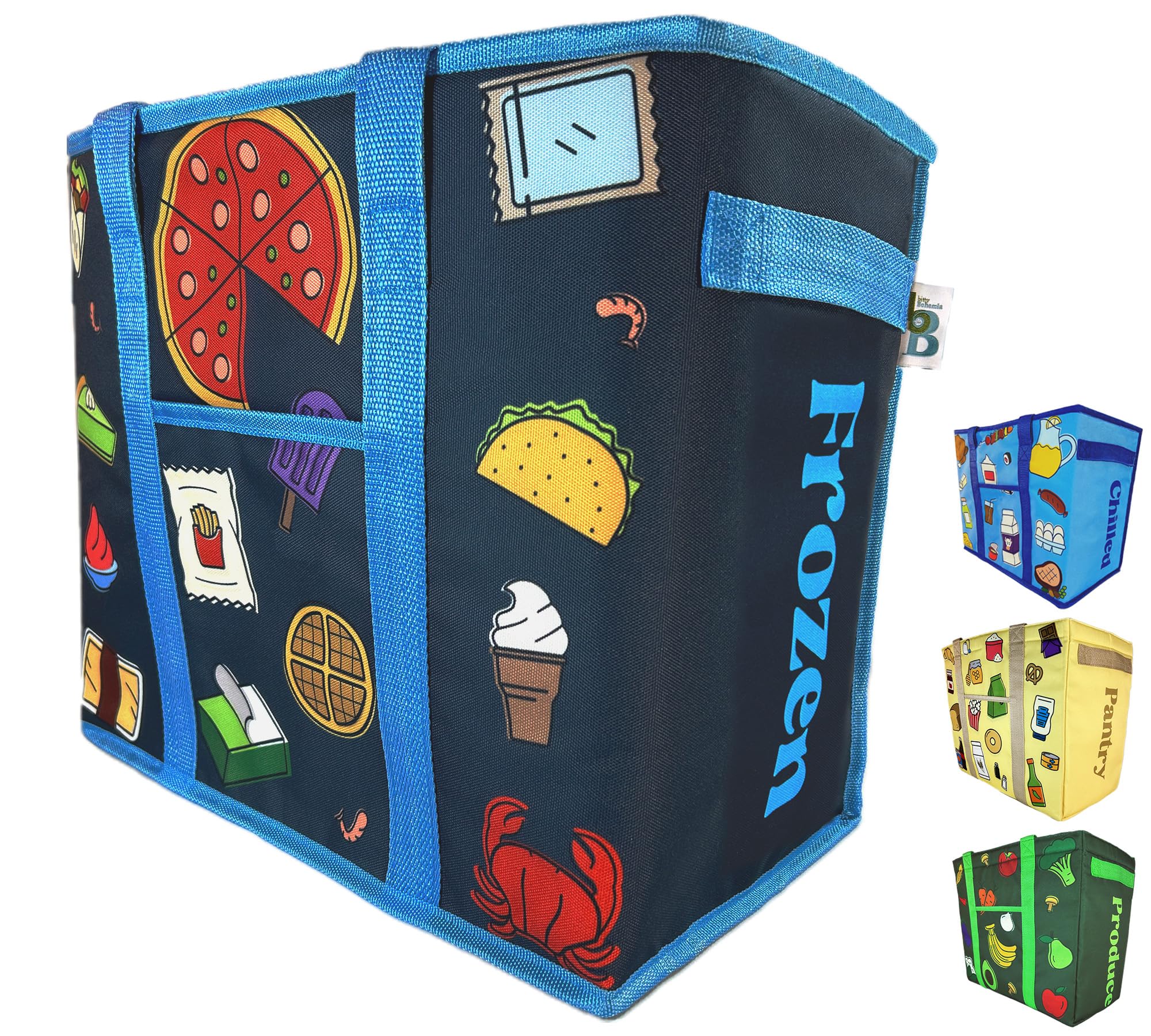 | Reusable Grocery Bags, Large Shopping Bags with Straps, Zipper or Drawstring - Leakproof Insulated Cooler Bag