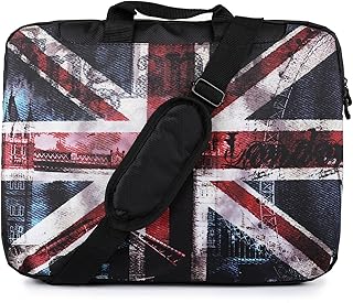 TaylorHe - Borsa per pc portatile da 15 / 15,6 / 16 pollici, in nylon resistente, con motivi colorati, tasche laterali, maniglie e tracolla staccabile London Bridge, Union Jack