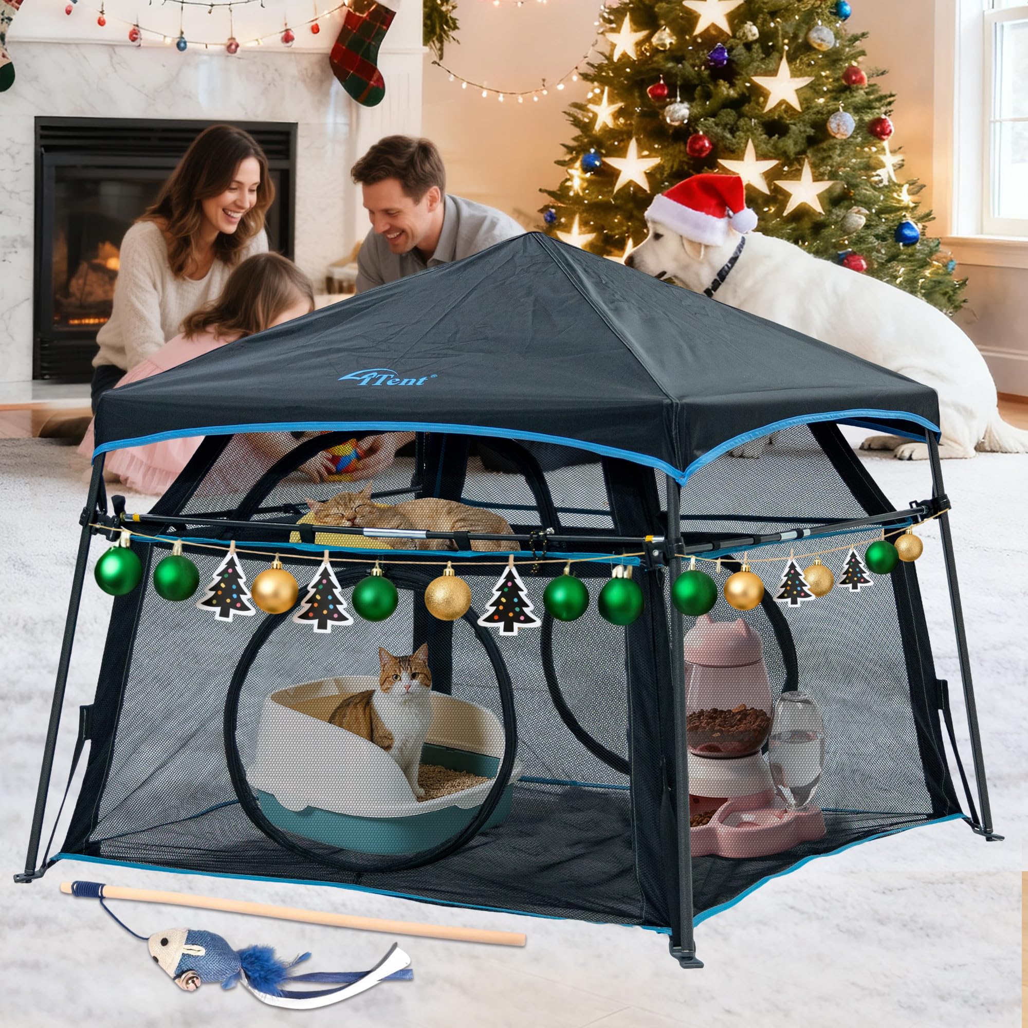 Large Catio Outdoor Cat Enclosure,2 Tier Pop Up Cat Tent, Spacious, Sturdy Outdoor Catio,Portable and Foldable Playpen Play Tents for Cats Kitten and Small Animals with carrybag (Patented)