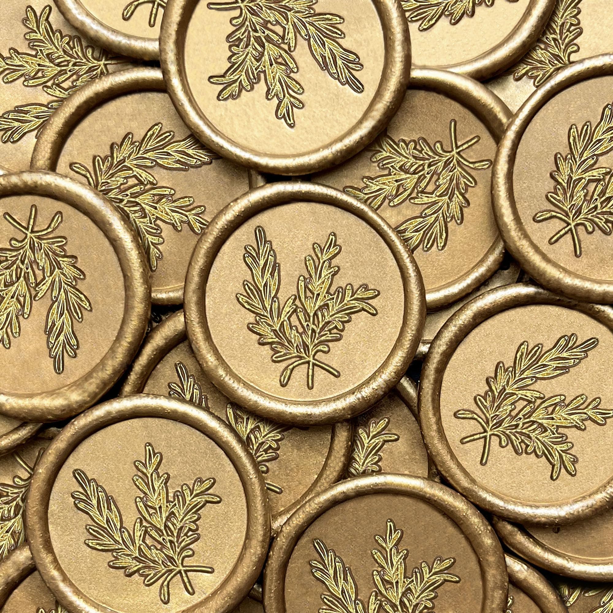 25 calcomanías de cera hechas a mano, sellos de cera autoadhesivos para invitaciones de boda, fiesta, sobres, envoltura de regalo, Navidad (estilo romero, cera de bronce)