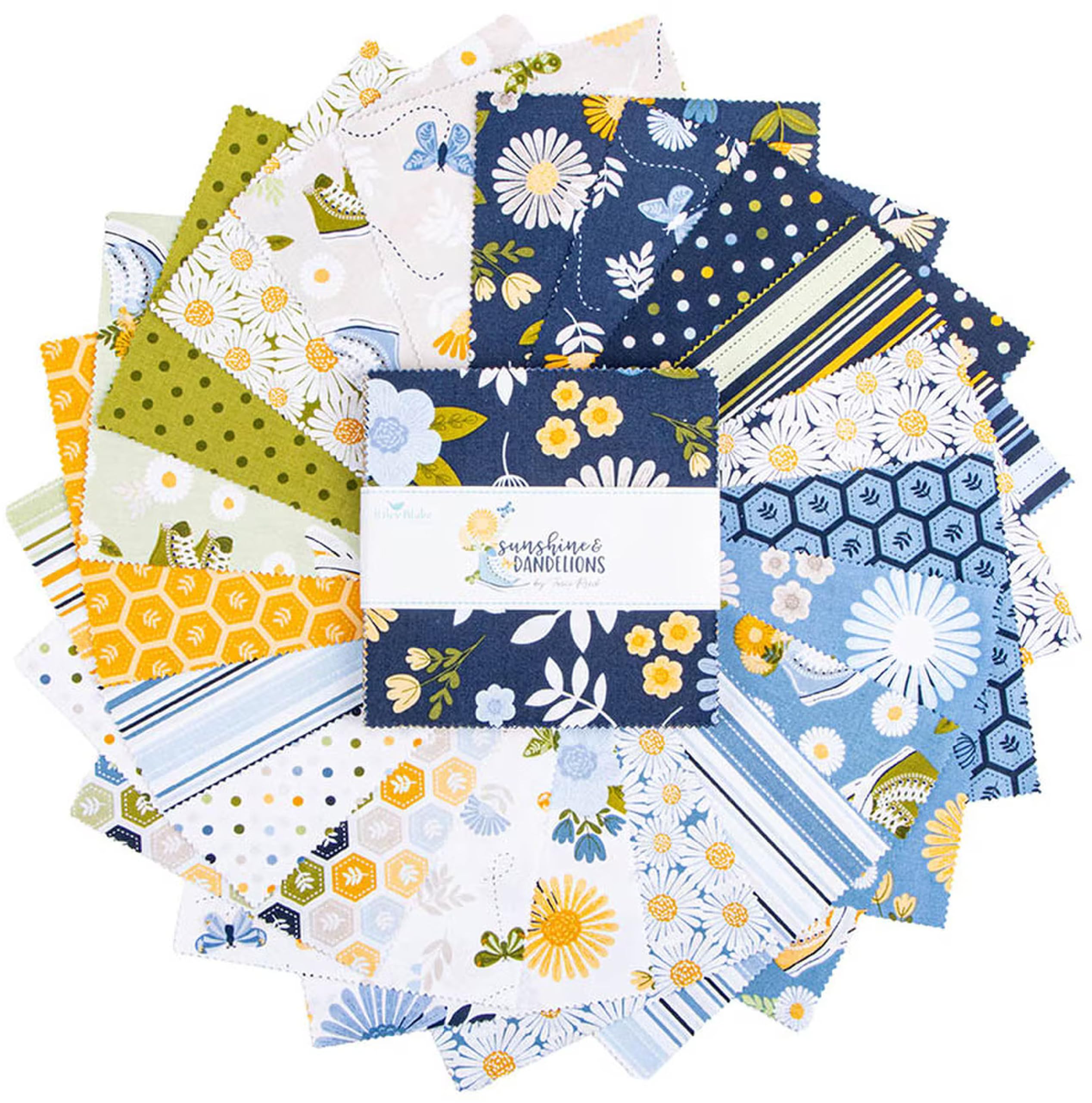 Traci Reed Sunshine & Dandelions 5" Stacker 42 5-inch Squares Charm Pack Riley Blake 5-17920-42