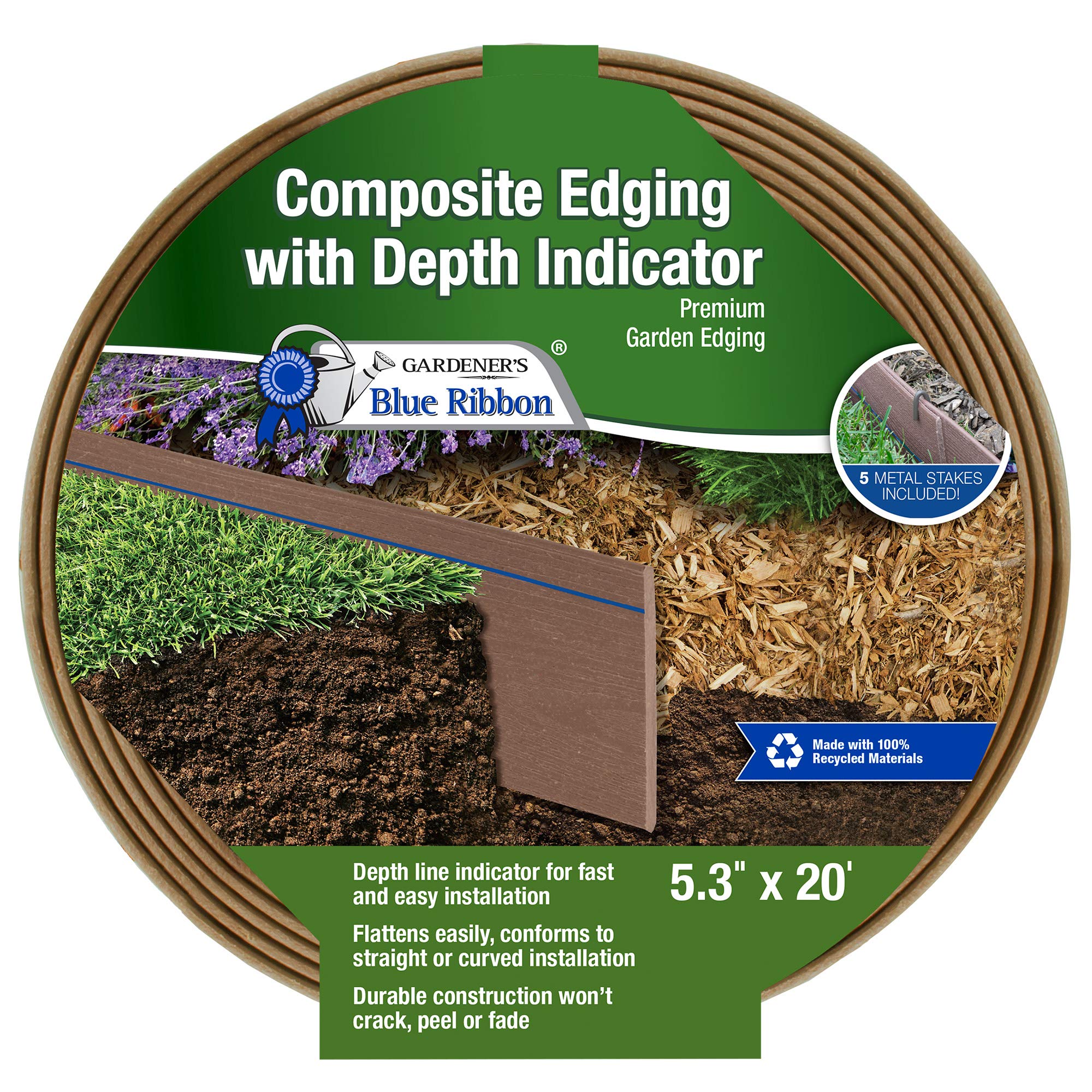 Gardener's Blue Ribbon 903009BR Composite Lawn Edging