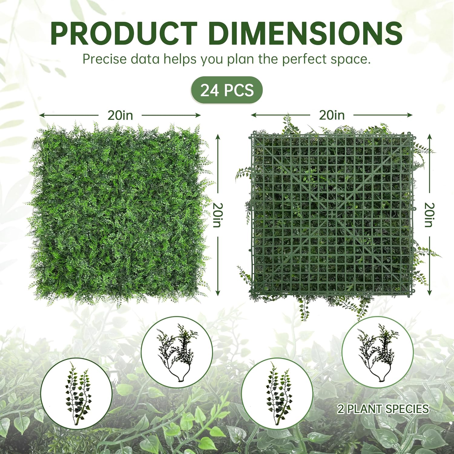 Artificial Green Wall Panels: 20"x20"(24pcs) Boxwood Hedge Green Wall Decor Backdrop, UV-Anti Faux Greenery Plant Wall for Privacy Fence Screen Outdoor Indoor Wedding,Backyard, Garden Home Decor
