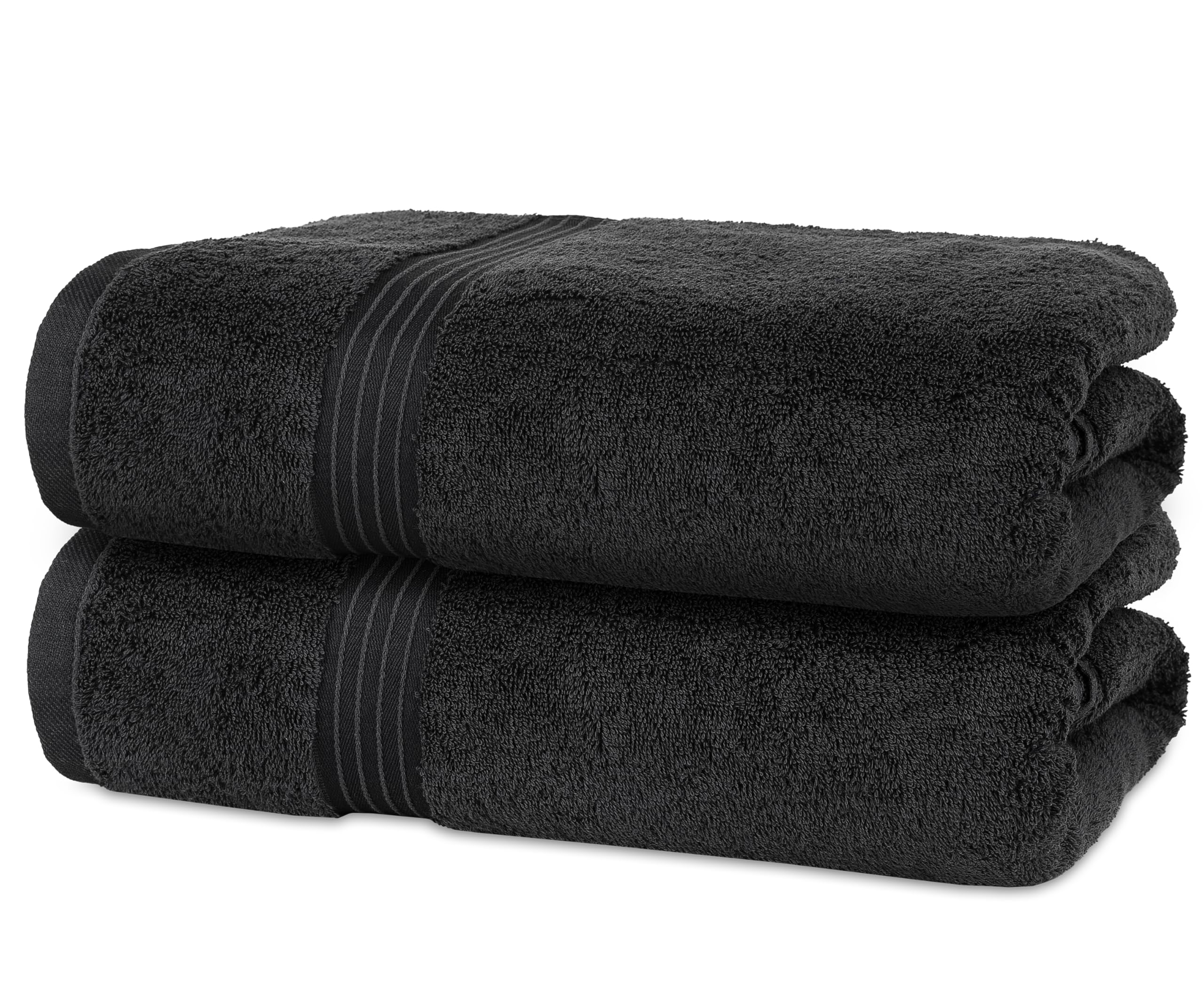 Bliss Casa Bath Towel Set (2 Pack, 70 X 140 cm) - 600 GSM 100% Combed Cotton Quick Drying Highly Absorbent Thick Bathroom Towels - Soft Hotel Quality for Bath and Spa Black Bath Towel 2 Pack