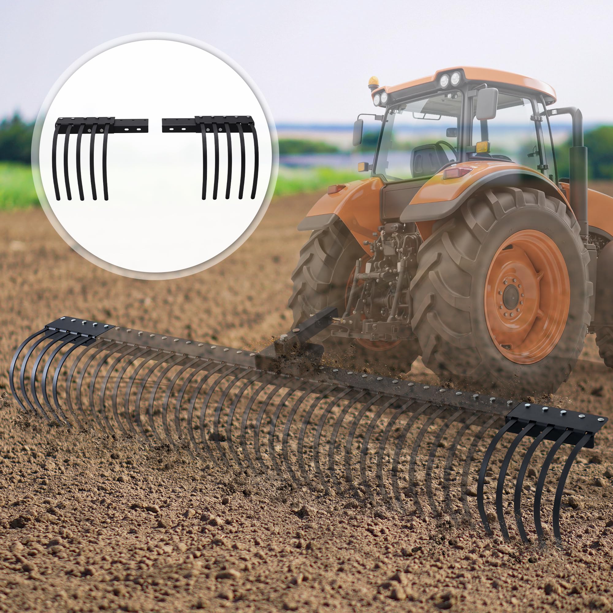 60 72 Pollici racke di Estensione del rake, 2 Pack Larghezza espansore con 10 Pneumatici in Acciaio Resistente, aggiunge 24 Pollici per ATV Tractor Detris Clearing