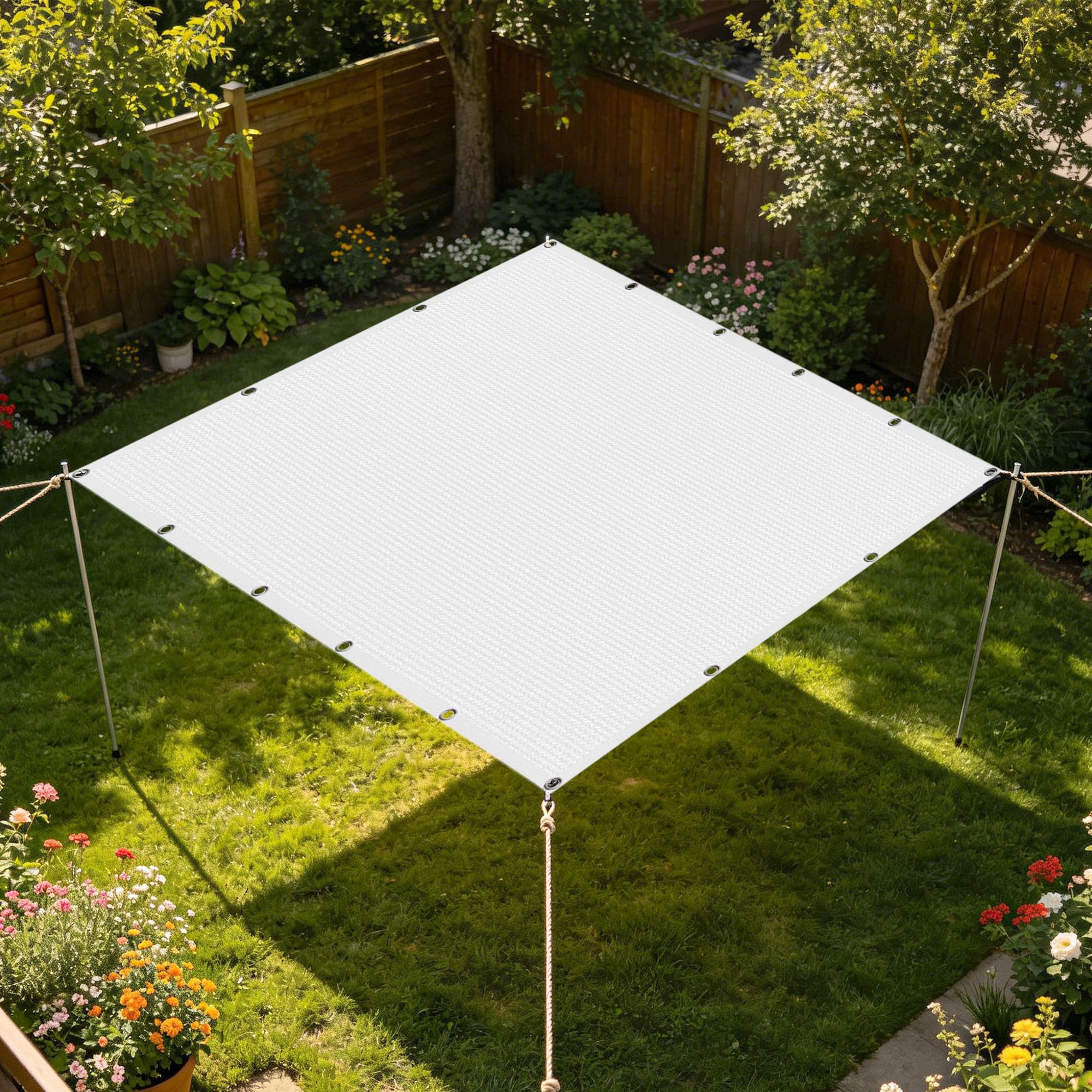 Shade Cloth 2.6 x 9 m UV Sunblock Garden Mesh Shade Durable for Greenhouse Garden Patio Plant Flower Chicken Coop Carport, White