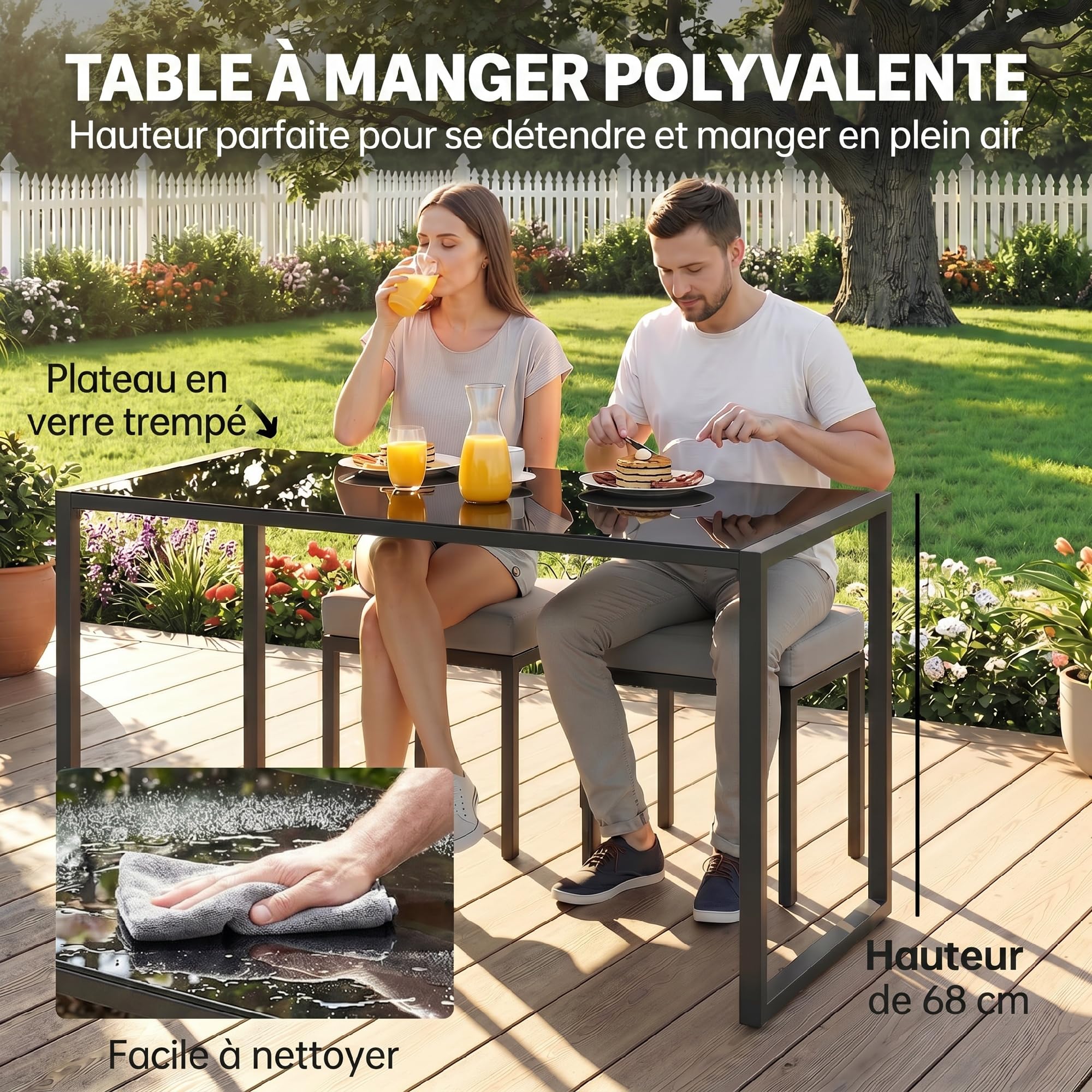 Outsunny Salon de Jardin 6 Pièces Canapé d'angle Extérieur Acier Gris | Ensemble Meuble de Jardin avec Coussins 10cm, Table Haute, 2 Repose-pieds, Mobilier de Terrasse 7 Personnes, Textilène