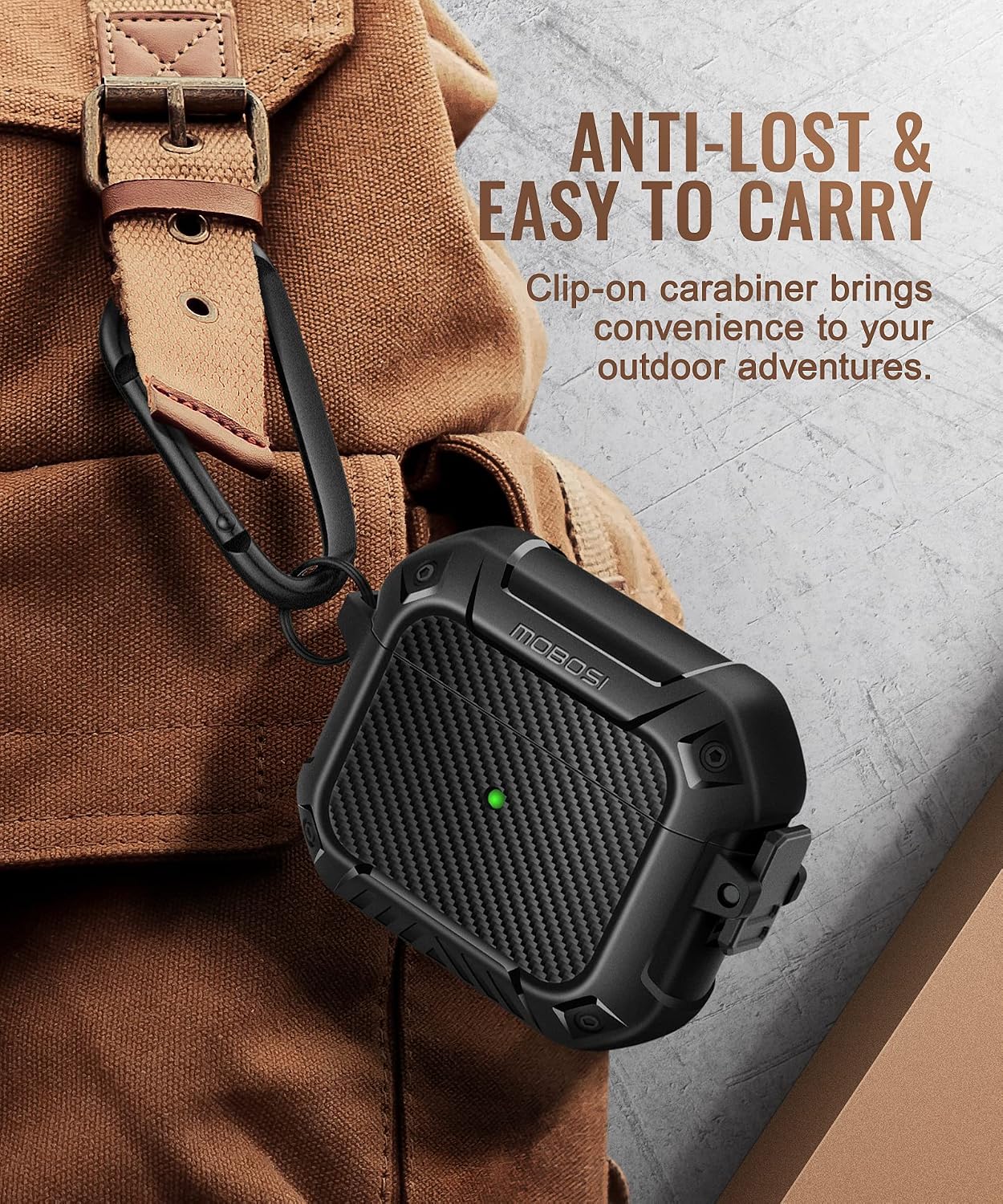 MOBOSI Compatible with AirPods 3 Case (2021), Secure Lock Clip Full Body Rugged Hard Shell Protective Case Cover with Keychain for AirPod 3rd Generation Charging Case, Black