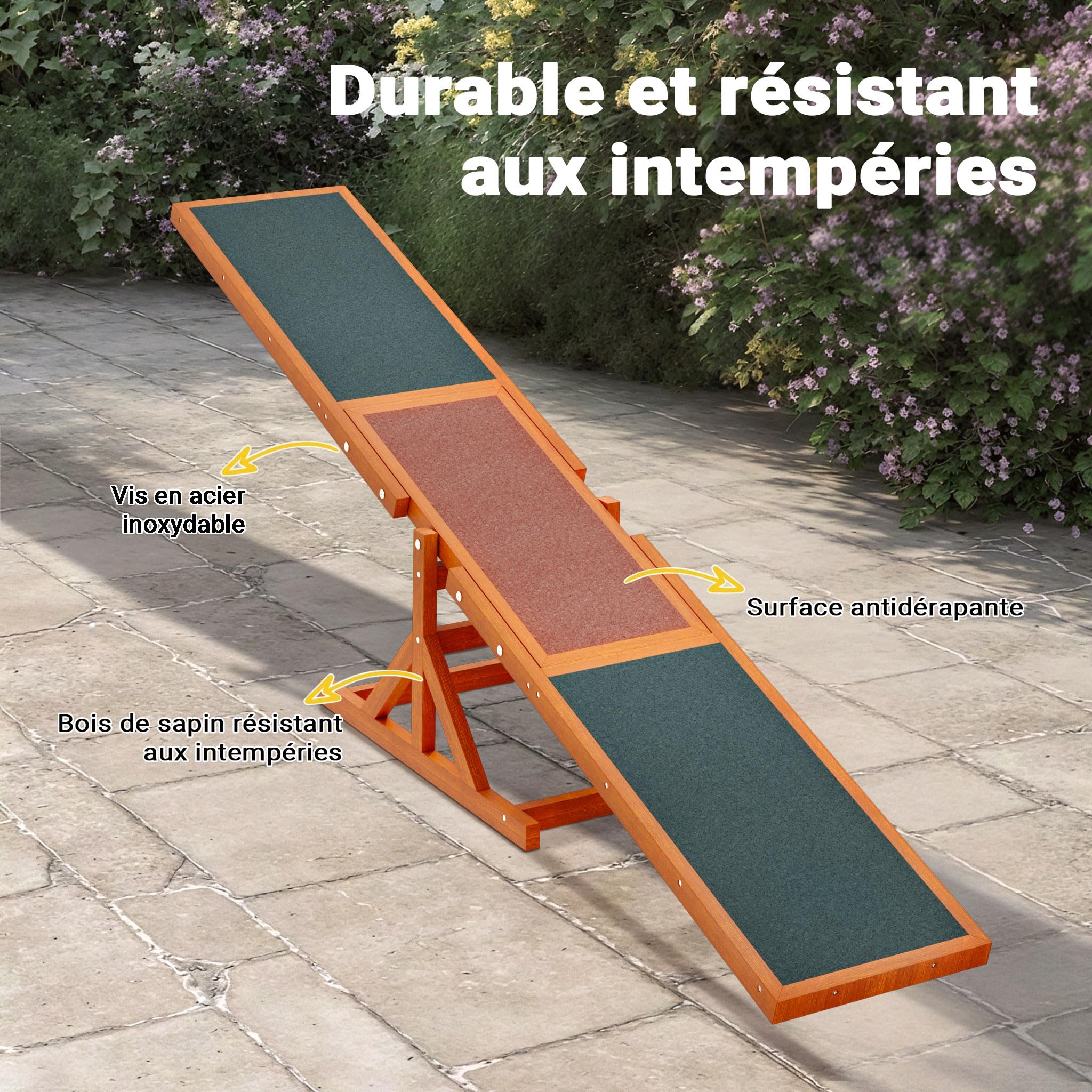 Wiltec Bascule Balançoire pour Chien – 1800 x 300 x 300 mm – capacité de Charge Max. 50 kg – Tapecul Jouet pour Chiots Sport canin Matériel d'Agility Entraînement
