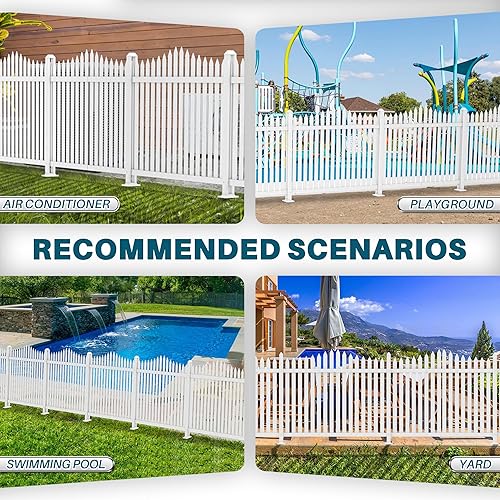 Miniatura 9 de Coarbor Panel de valla de vinilo de 46 x 36 pulgadas, 2 paneles de valla decorativa de jardín para patio, valla de vinilo al aire libre, barrera