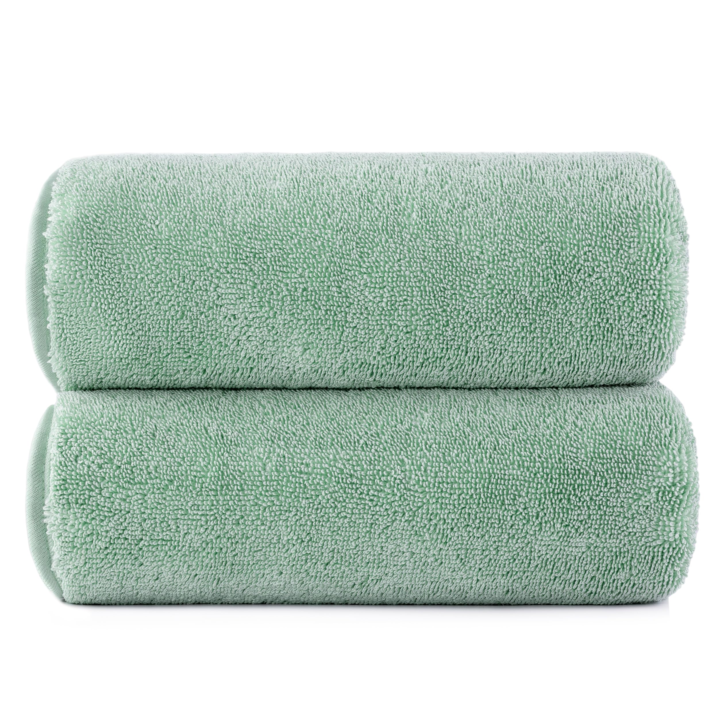 POLYTE Ring Spun Microfiber Oversize Quick Dry Lint Free Bath Towel, 60 x 30 in, Pack of 2 (Green)