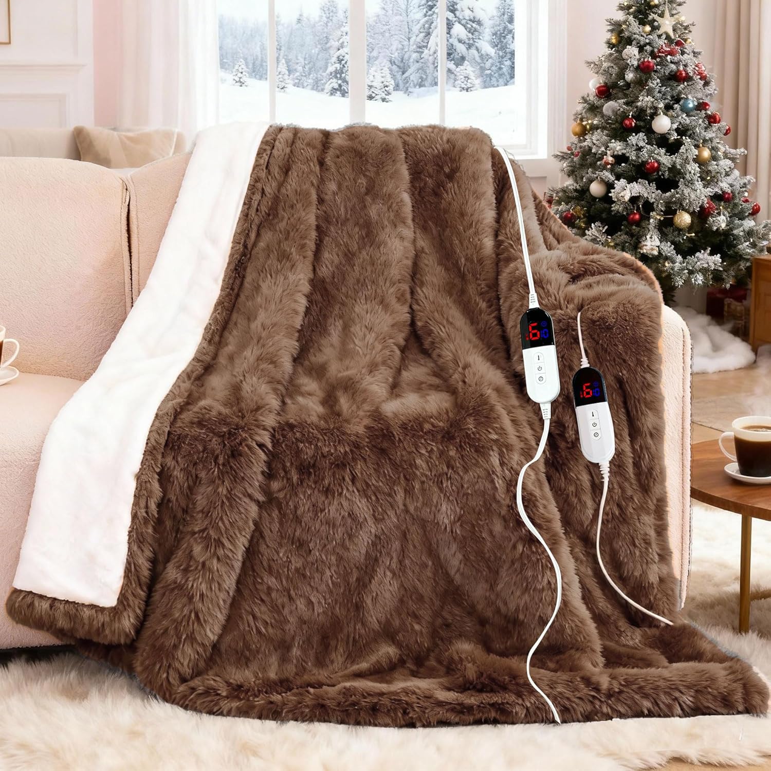 Electric Blanket - Heated Blanket with 6 Heating Levels, 10 Hour Auto Off, Ultra Soft, Overheat Protection, ETL Certified (Brown, 84"X90")