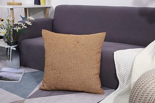 Miniatura 6 de TangDepot - Funda de cojín de lino con forro pesado, Plateado, 14" x 14"