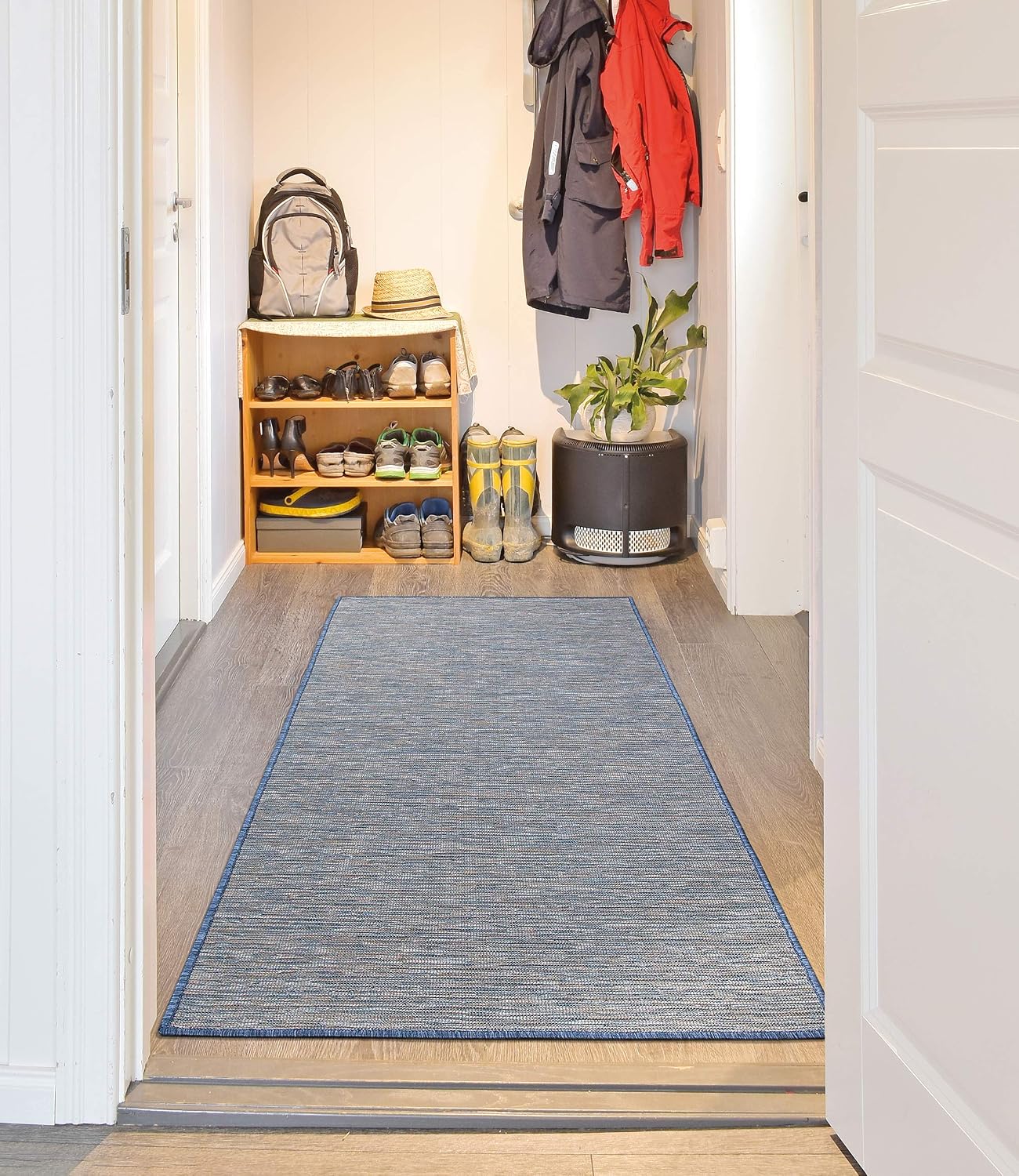 Sweet Home Stores Washable Reversible Indoor/Outdoor Runner Rug, 2' x 5', Blue