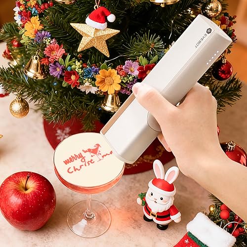 Miniatura 12 de EVEBOT Bolígrafo de impresión de café portátil y de mano, impresora mini de arte de café con leche, diseño DIY de galletas Macaron, regalos de