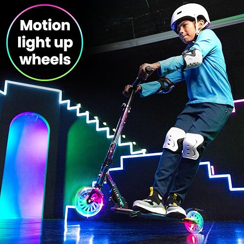 Miniatura 4 de Aero Kick Scooter para niños de 5 a 7 años, 5 a 8 o 6 a 12 años, con luces dinámicas, plegable y ajustable en altura, scooters para niños y niñas de