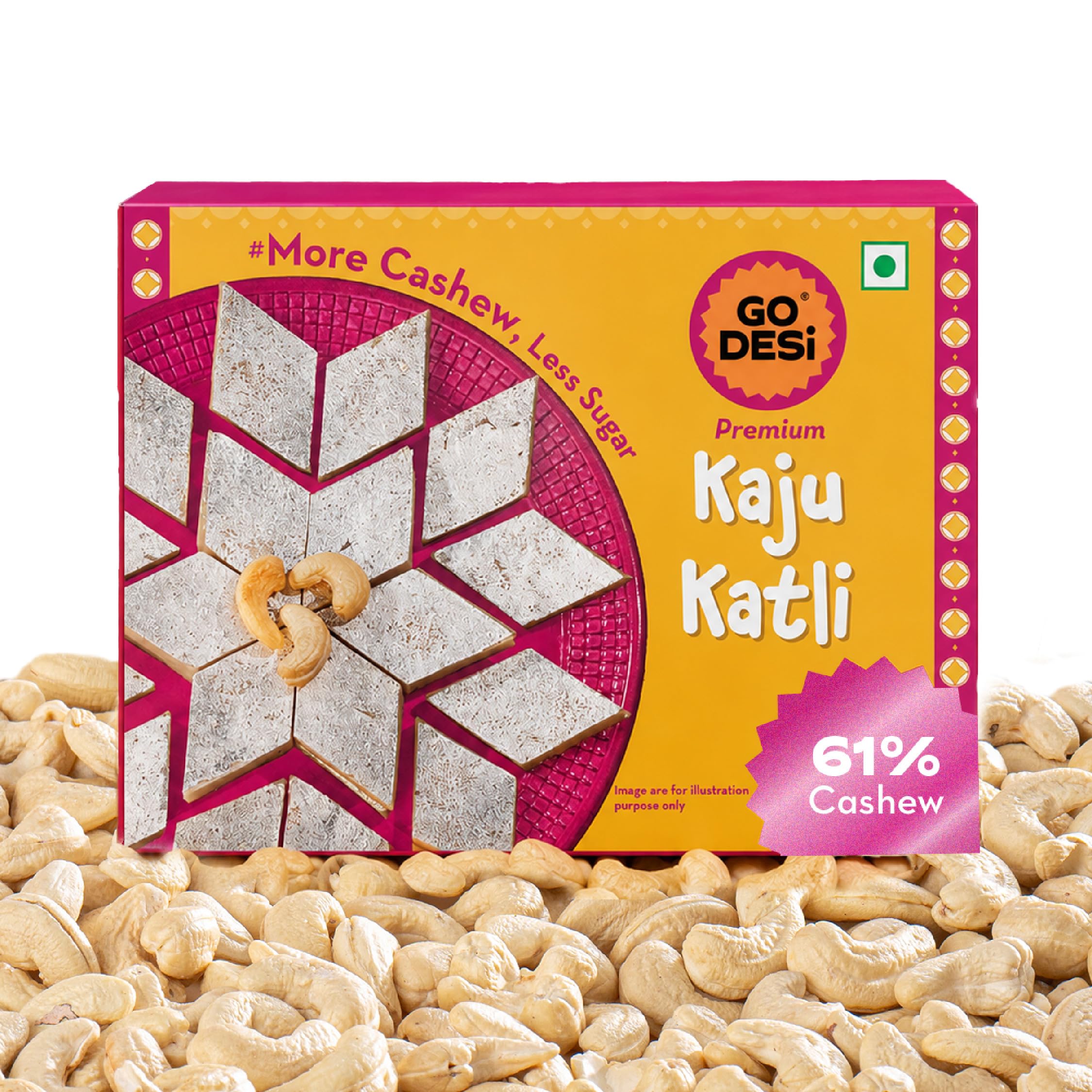 GO DESi - Premium Kaju Katli | 61% Cashews | Cashew Sweet | Indian Mithai | Sweets Gift Pack | 200 grams-image-28