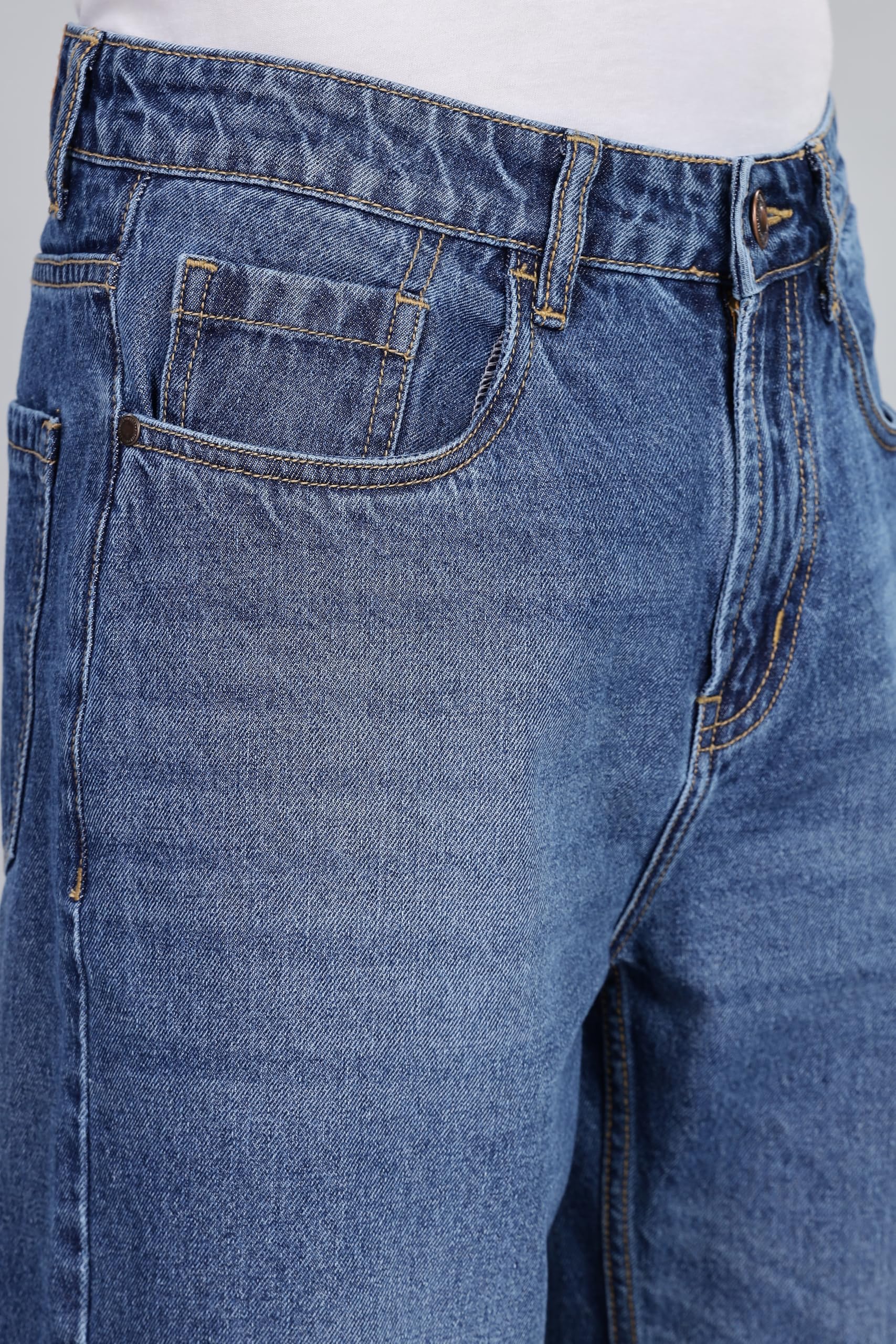 INKD Jeans da uomo classici rilassati - Vita media | 100% cotone | 5 tasche | Jeans larghi da uomo
