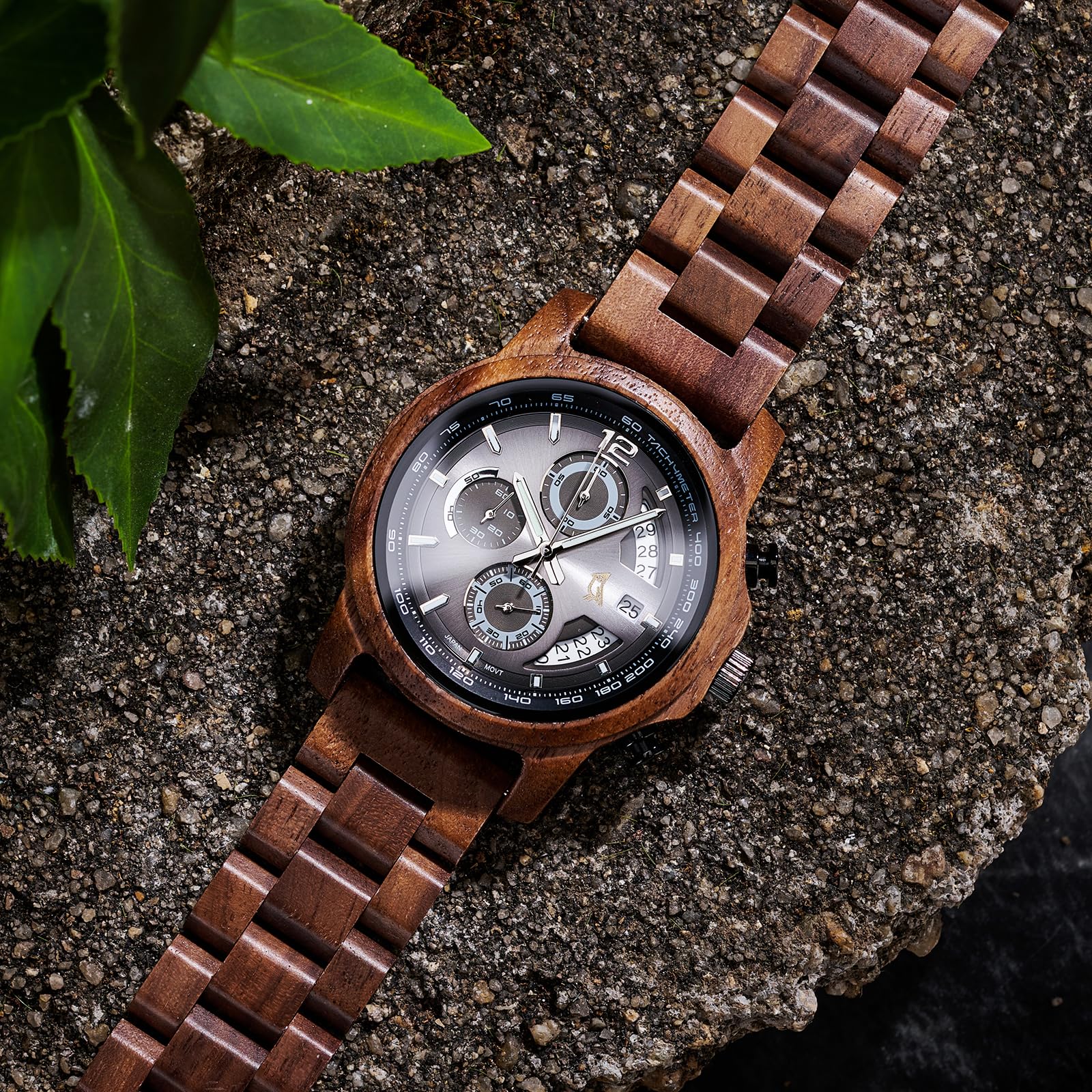 2win Reloj de madera personalizado para marido de parte de la esposa, reloj cronógrafo de nogal grabado personalizado para hombres con manecillas luminosas y pantalla de calendario, regalo de