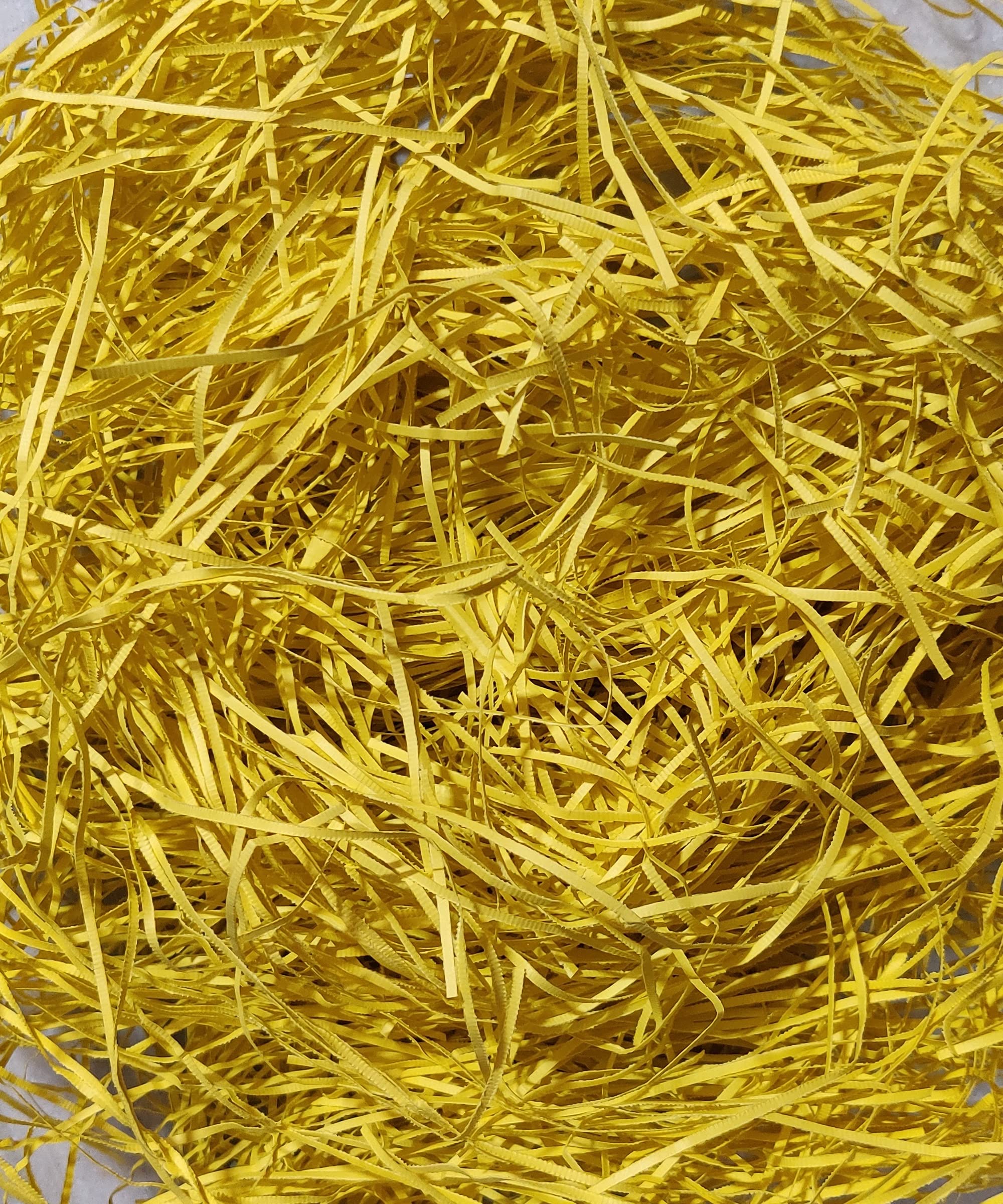 Alvika - The Gift Shop? - 900 Grams Crincle Cut Paper Grass for Gift Wrapping & Filling for Packing of Gifts for Marriage, Christmas, Baby Shower & Any Occasions (Pack of 900 Gram, Deep Yellow)