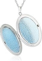 Vista 2 de Yaxa Essentials Collar con medallón ovalado de plata de ley extra grande, 22 pulgadas