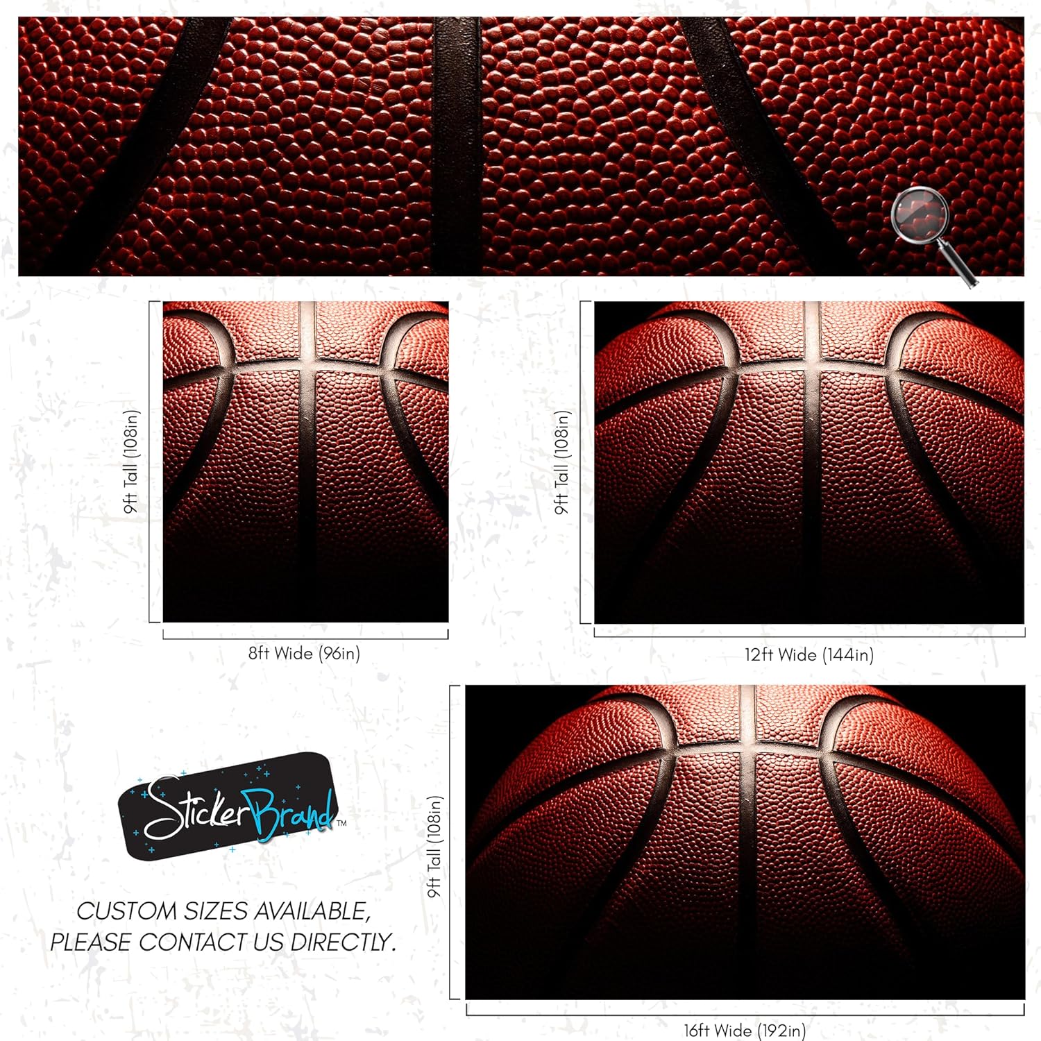 Basketball Wallpaper. Basketball Peel and Stick Wall Mural. Sports Theme Decor. Game Room Wall Art. Gift for Basketball Fan. #6715