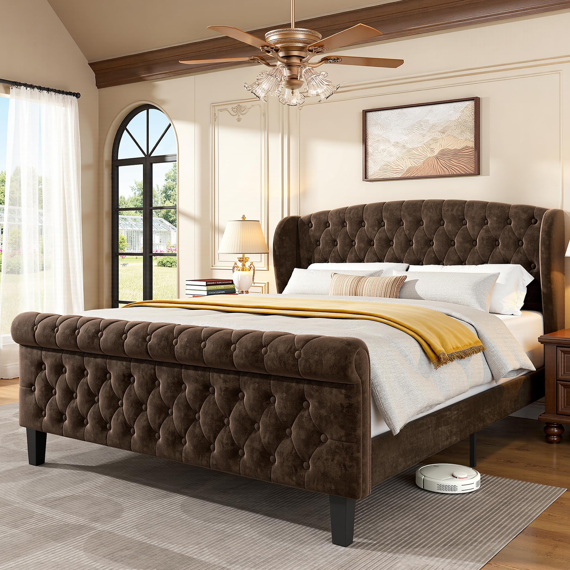 BedsPick Queen Chenille Sleigh