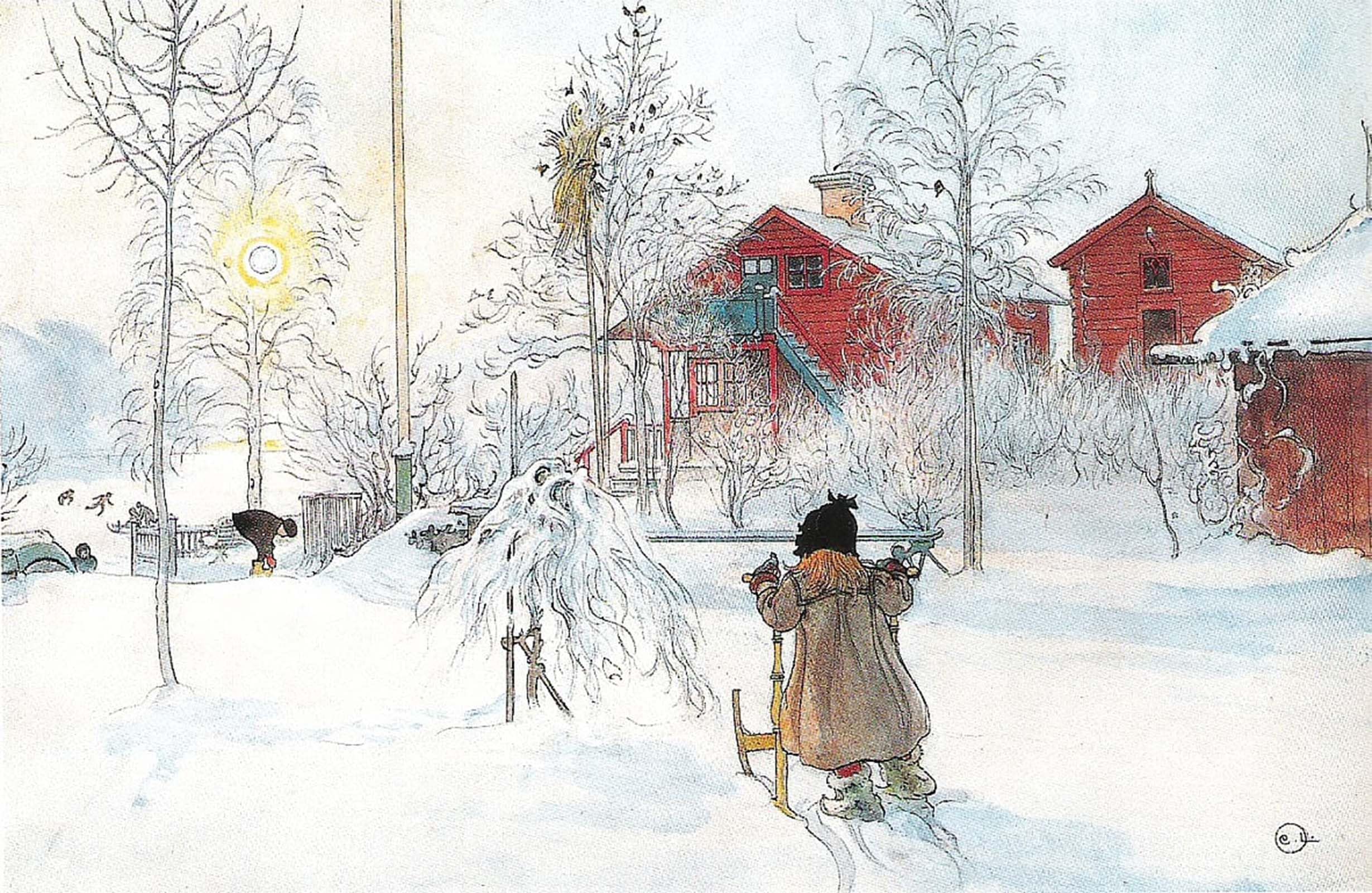 SERENDIPITP Vintage Picture Print on Canvas Wall Art Poster Gården och brygghuset by Carl Larsson Artwork Print Poster for Wall Decor 60x90cm