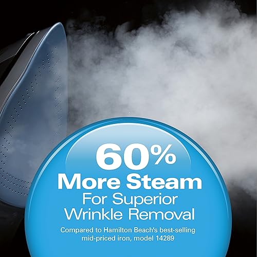 Miniatura 3 de Hamilton Beach Plancha de vapor y vaporizador vertical para ropa con suela de Durathon resistente a los arañazos, 1500 vatios, cable XL de 10 pies,
