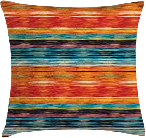 Miniatura 1 de Ambesonne Funda de cojín mexicana, diseño azteca vintage abstracto vibrante con líneas borrosas degradadas Ecuador, imagen de manualidades, funda de