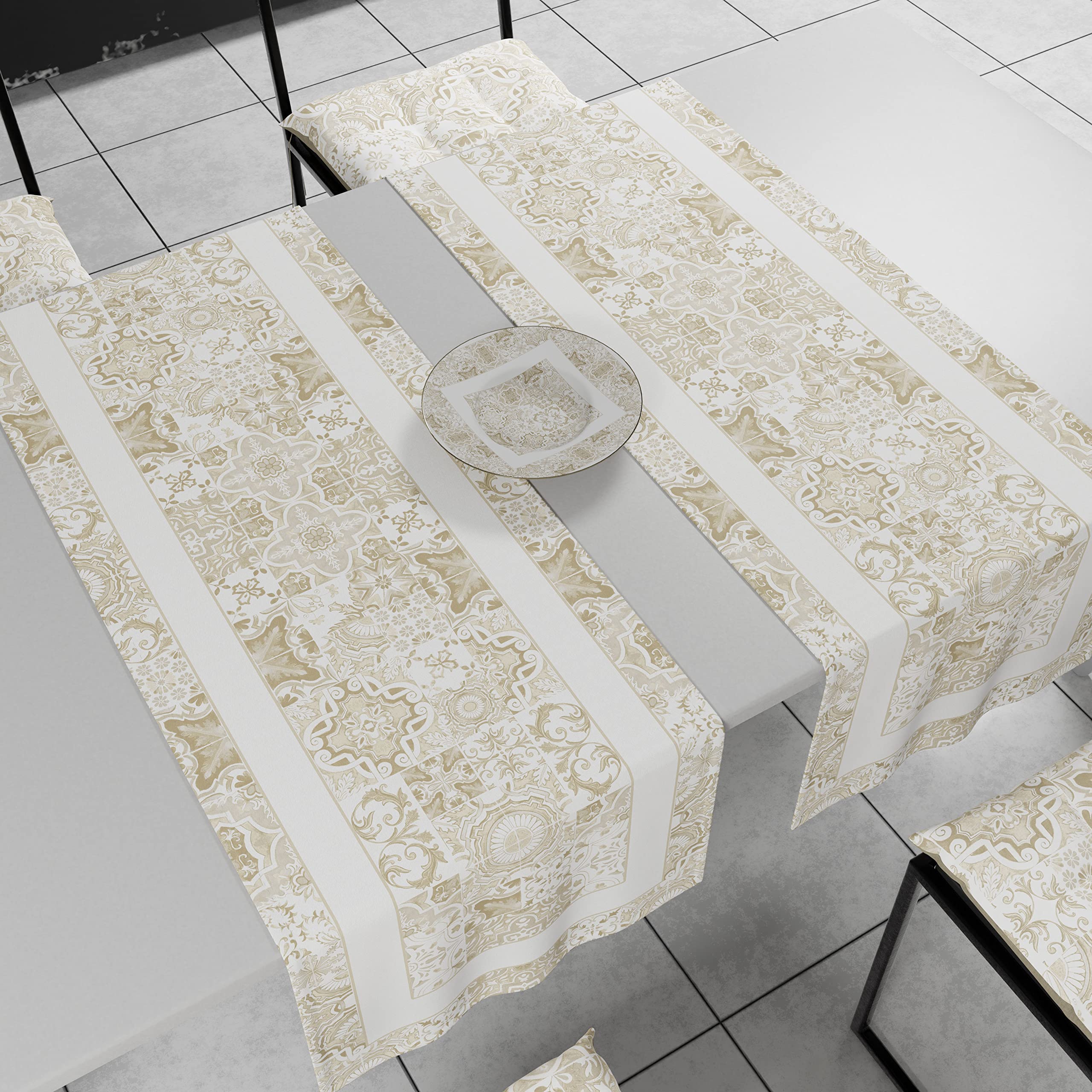 PETTI Artigiani Italiani – Runner Tavola In Cotone 40x140 Cm – Cerchio Blu – 100% Made In Italy - 3
