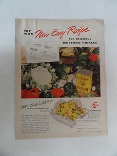 Colman's Mustard. 9 1/2 X 12 1/2" Full Page Color Illustration (mustard pickles) Original Vintage 1947 Better Homes and Gardens Magazine Illustration, Art.