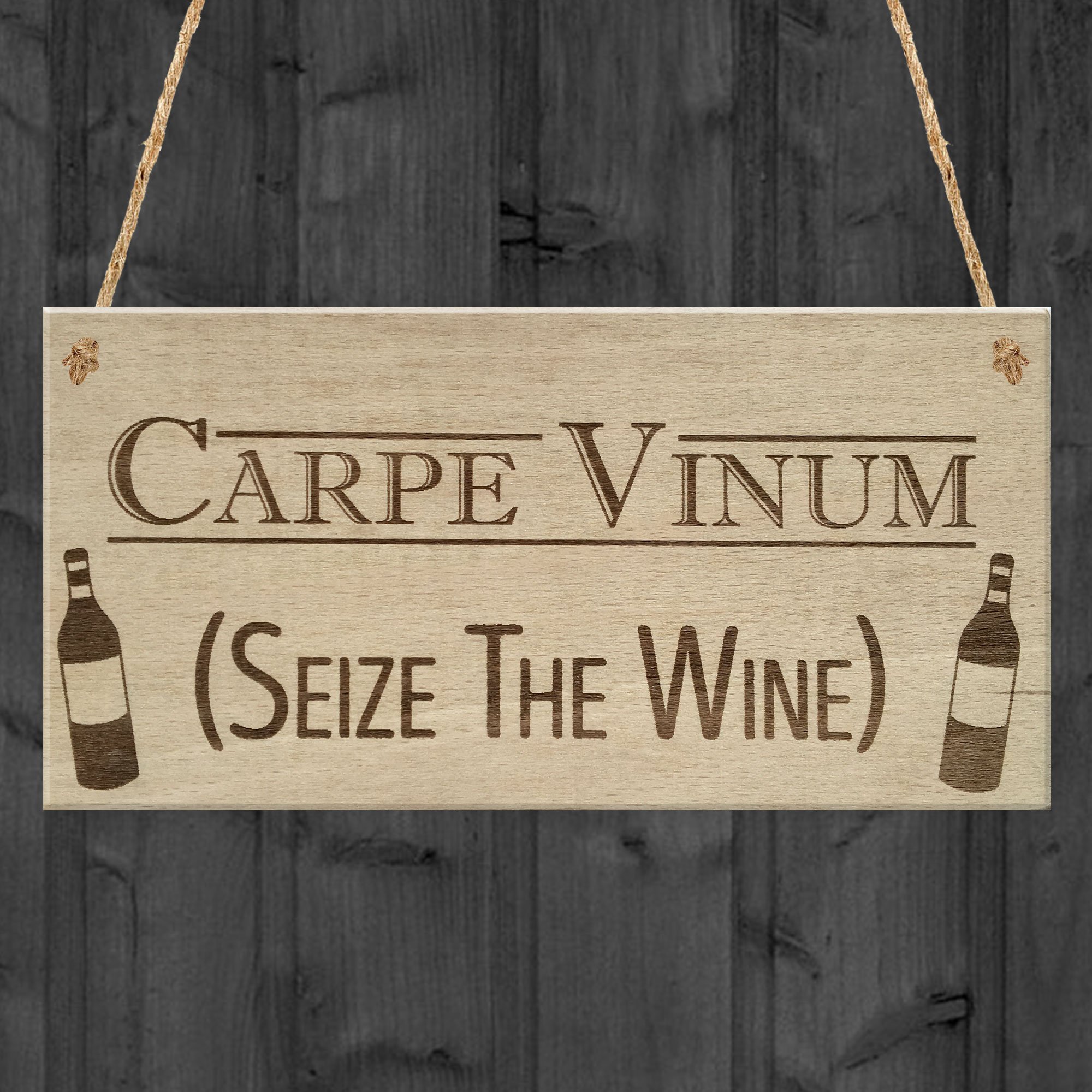 Red Ocean Carpe Vinum Wine Alcohol Funny Friendship Gift Hanging Plaque Home Bar Sign Ideal for Man Cave/Teacher/Best Friends