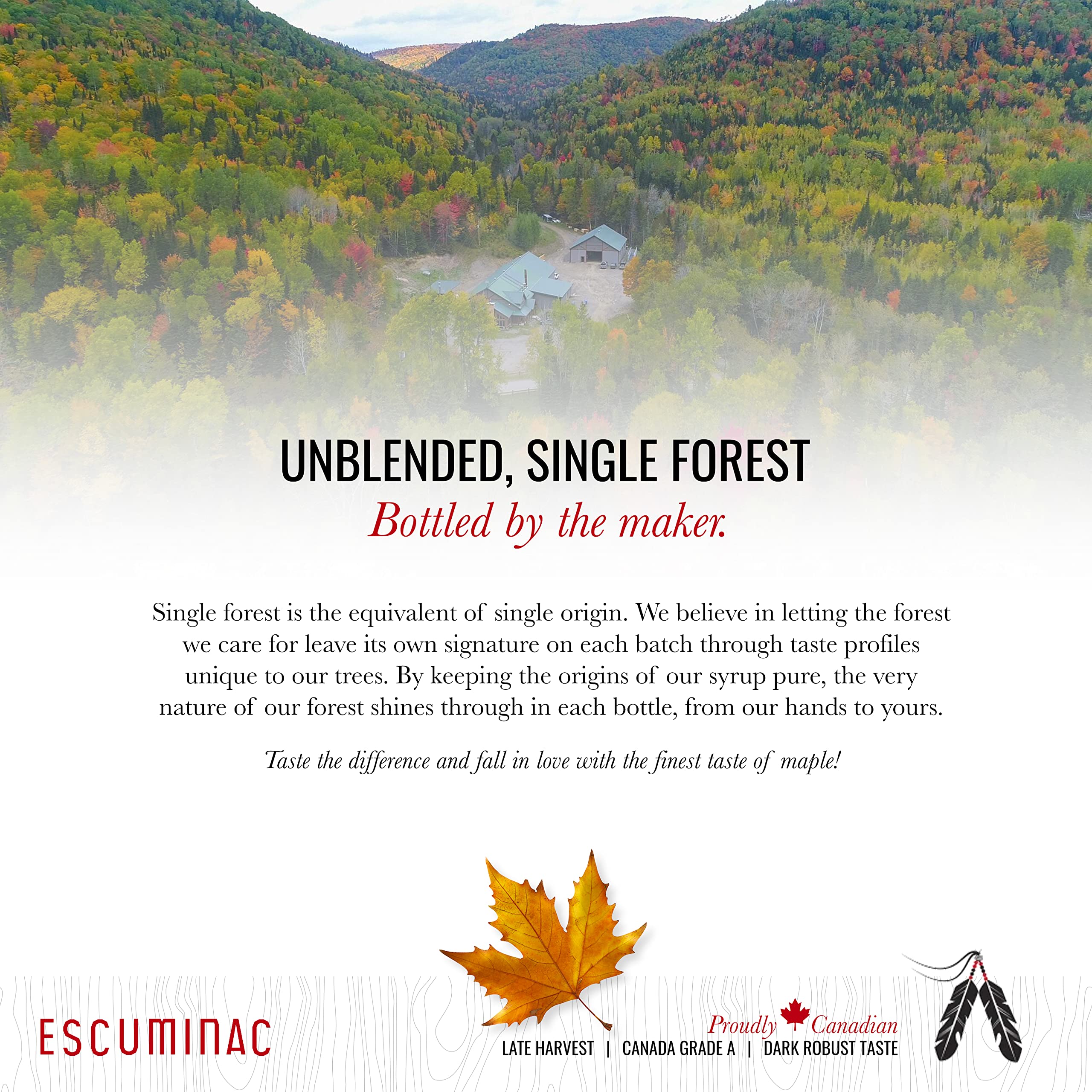 Escuminac Canadian Maple Syrup, Very Dark, 100% Pure & Organic. Product of Canada