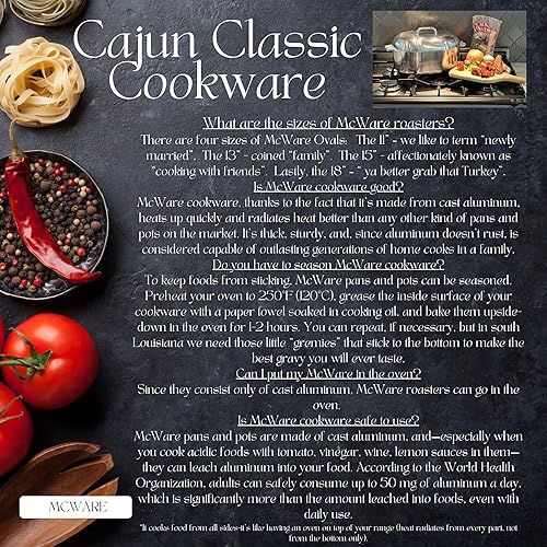 Miniatura 3 de Asador ovalado de aluminio de 15 pulgadas, McWare by Cajun Classic Cookware