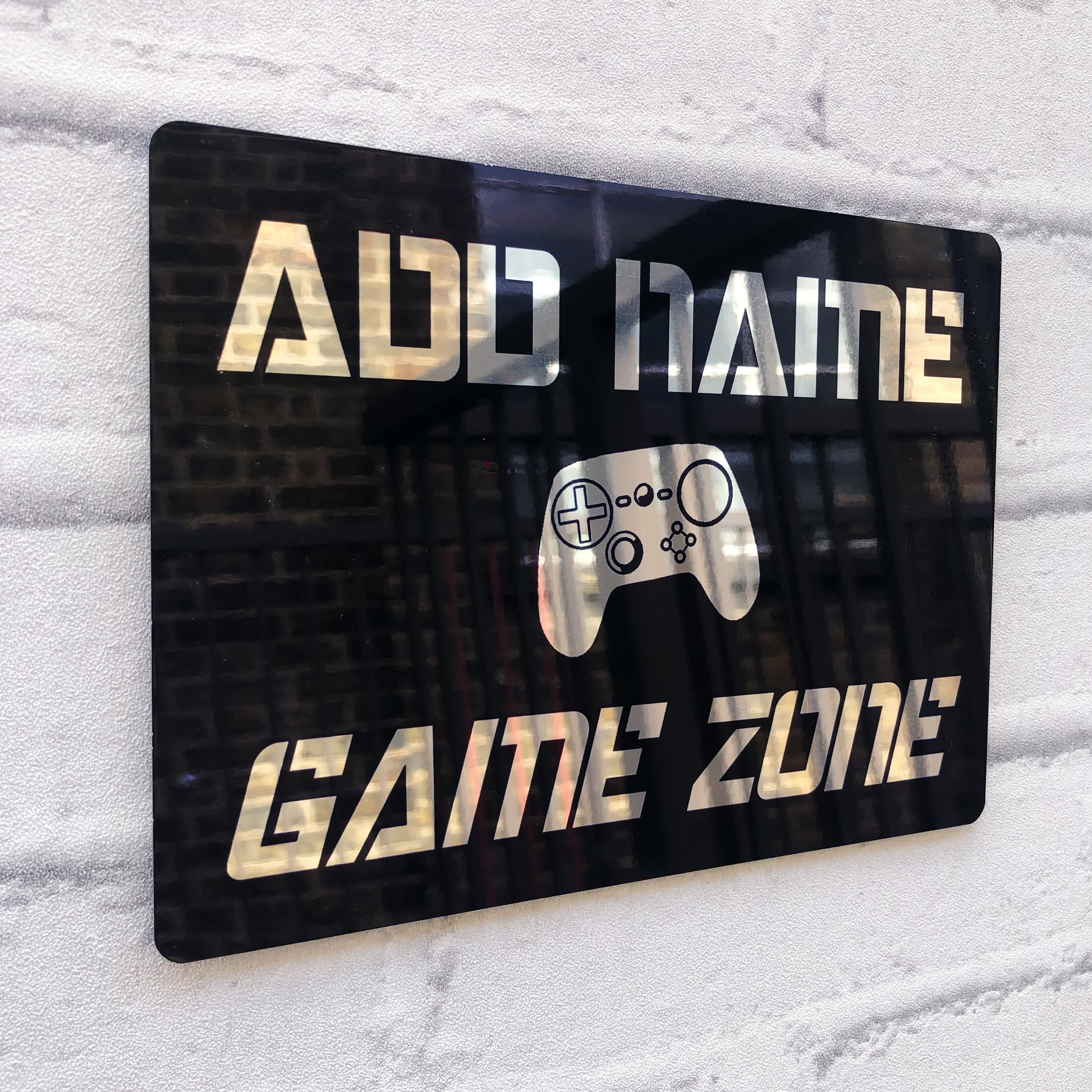 Shopquality4u Game Zone D1 Personalised Game Metal Mirror Gamer Sign - Customised Printed Wall Art Plaque A3 Game Zone