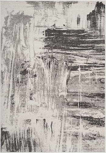 Miniatura 16 de SAFAVIEH Adirondack Collection - Alfombra de área de 6 x 9 pies, marfil y gris, diseño abstracto moderno, no desprende pelusa y de fácil cuidado