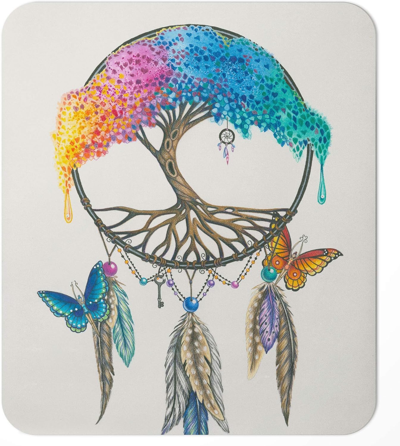 Tree of Life Mousepad/Fantasy Art/Charity Dauenhauer/Dreamcatcher/Magical Dreams/Tree Art/Butterfly Fairy Mouse Pad / 7.75x9.25 inches