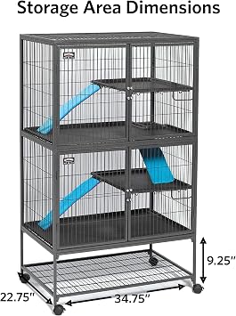 MidWest Homes for Pets Ferret Nation Double Unit Small Animal Cage, 4 Tiers, Includes Pans, Shelves, Ramps & Covers, For Ferrets & Small Animals
