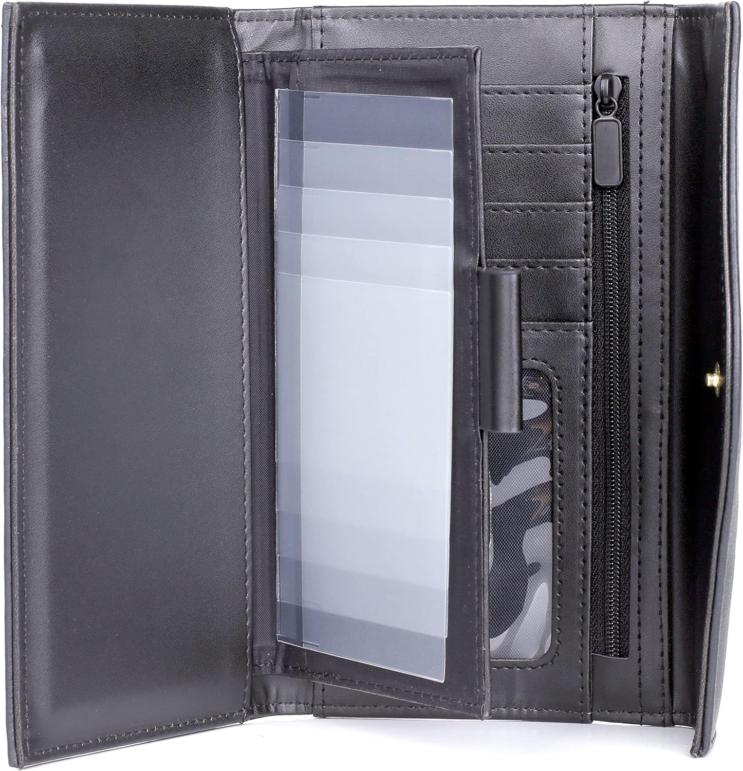 Julia Buxton Heiress Leather Organizer Clutch Handbag Wallet with RFID Blocking, Black