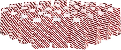 Hallmark Bolsas de regalo de fiesta con rayas rojas y blancas con etiquetas adhesivas de regalo (30 bolsas, 30 etiquetas) para Navidad, día de San