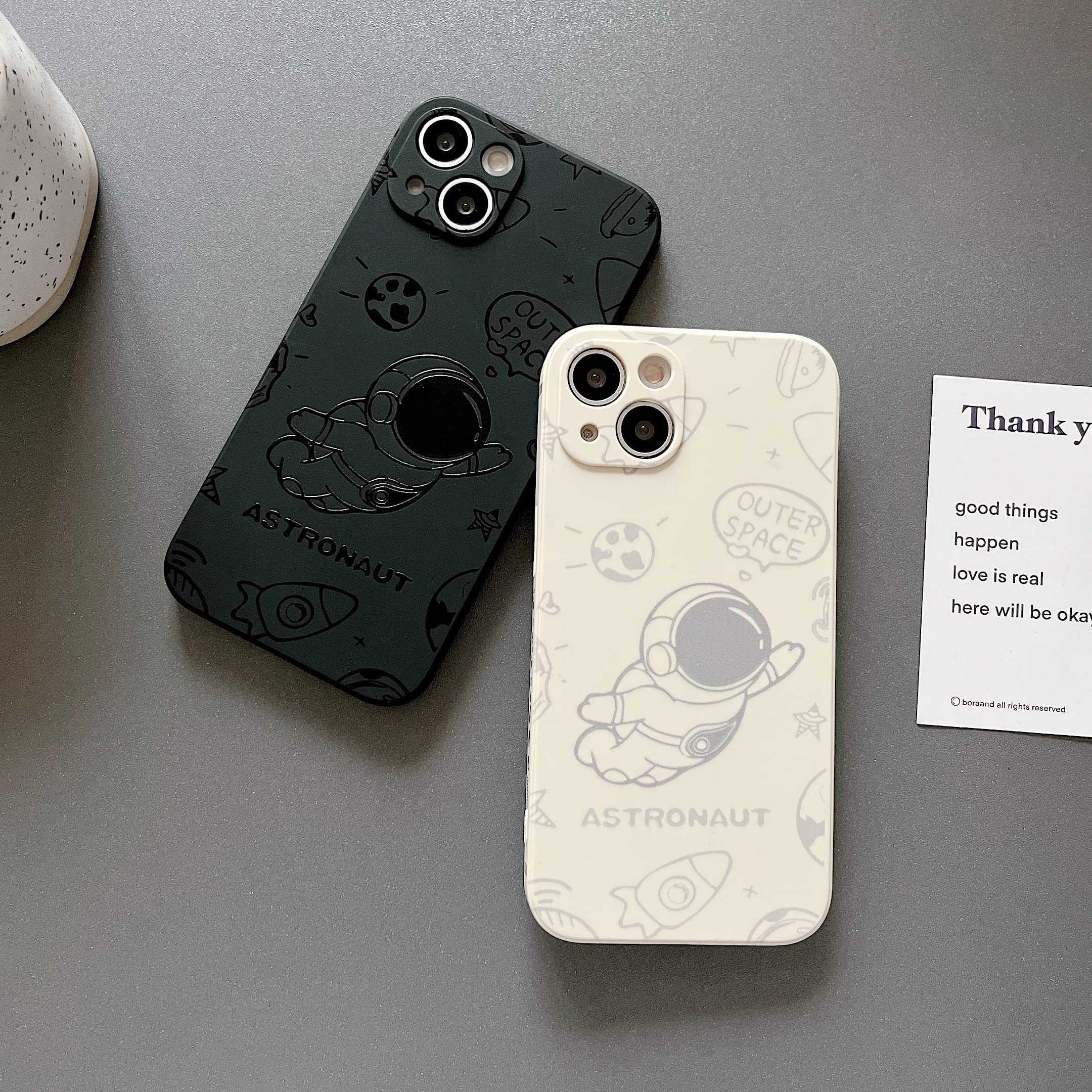 Yonds Queen for iPhone 15 Plus Cute Case, Cool Cartoon Astronaut Rocket Moon Space Design Stylish Soft TPU Bumper Shockproof Anti-Slip Protector Fashion Case (Fly Black, iPhone 15 Plus) — view 6