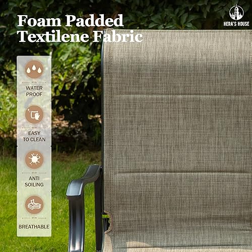 Miniatura 2 de HERA'S HOUSE Juego de comedor de patio, sillas de mesa al aire libre, 6 sillas de comedor acolchadas de espuma con respaldo alto, 1 mesa de comedor