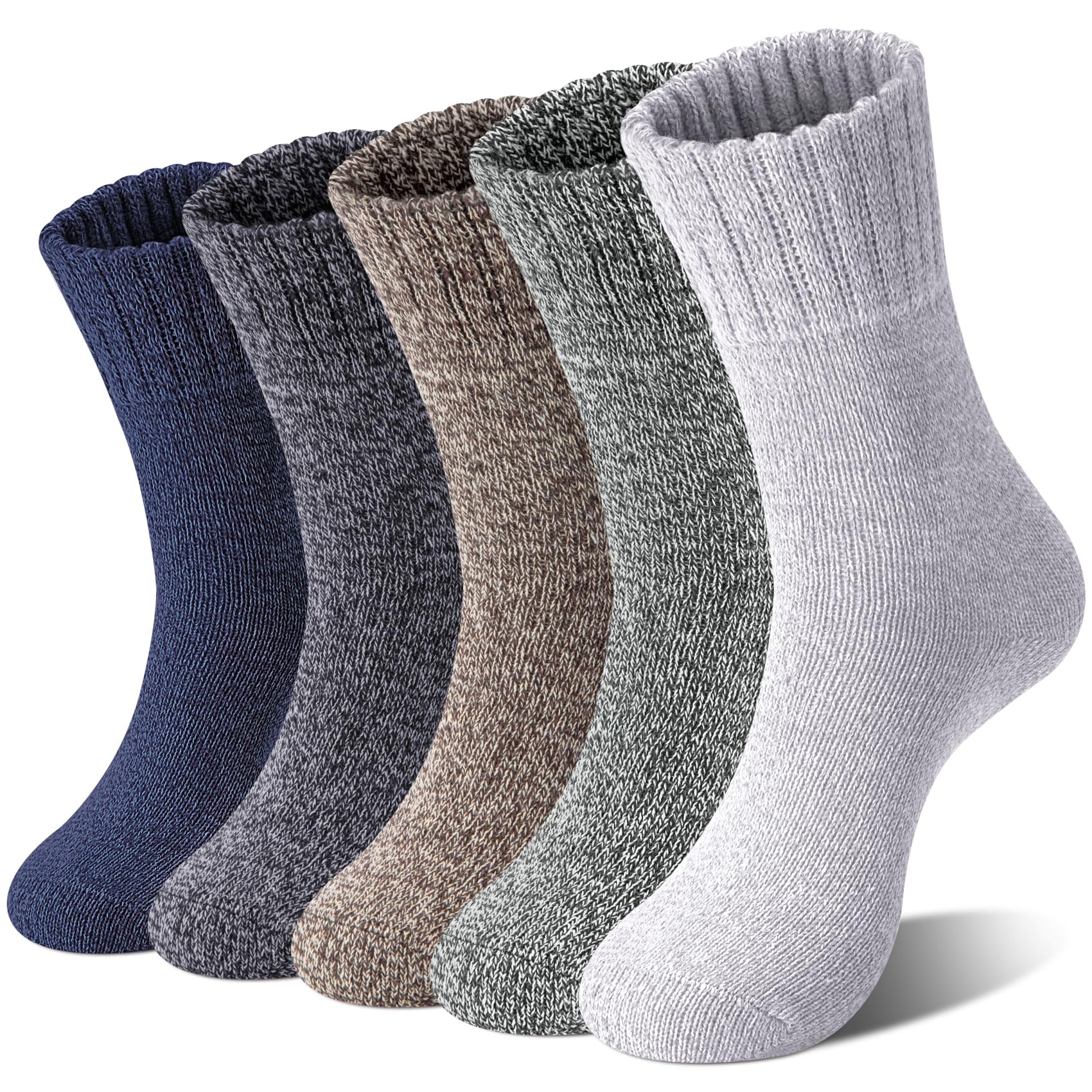Loritta 5 Pairs Wool Socks for Women Stocking Stuffers Gifts Winter Warm Hiking Crew Boot Socks