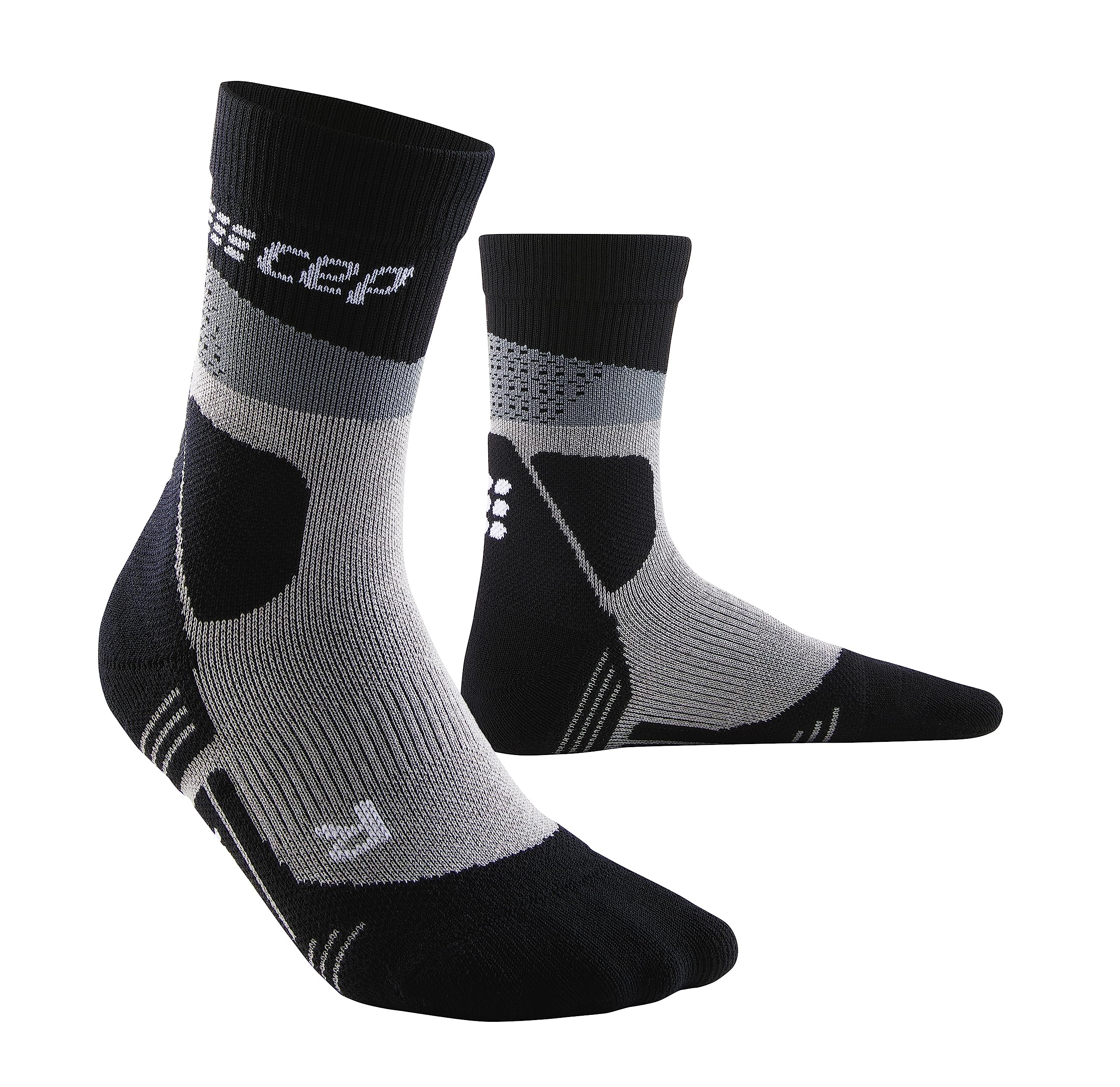 CEP Max Cushion Hiking Mid Cut Socks, Grey/Black, Men, IV (LG)